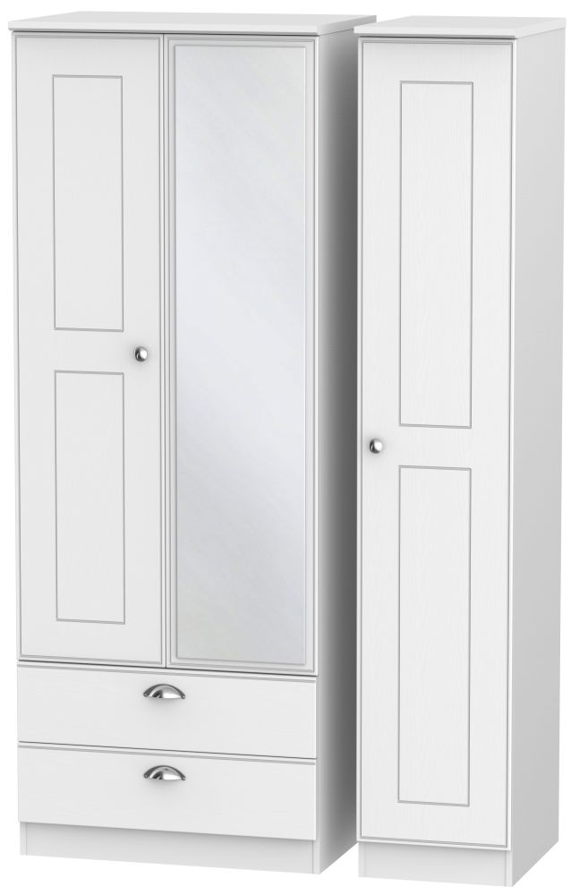 Victoria Wardrobe - 2 Door - 1 Mirror - Combi - White