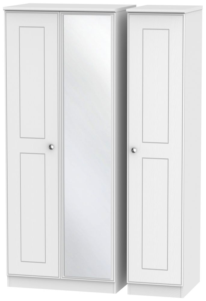 Victoria Wardrobe - 3 Door - 1 Mirror - Triple - White