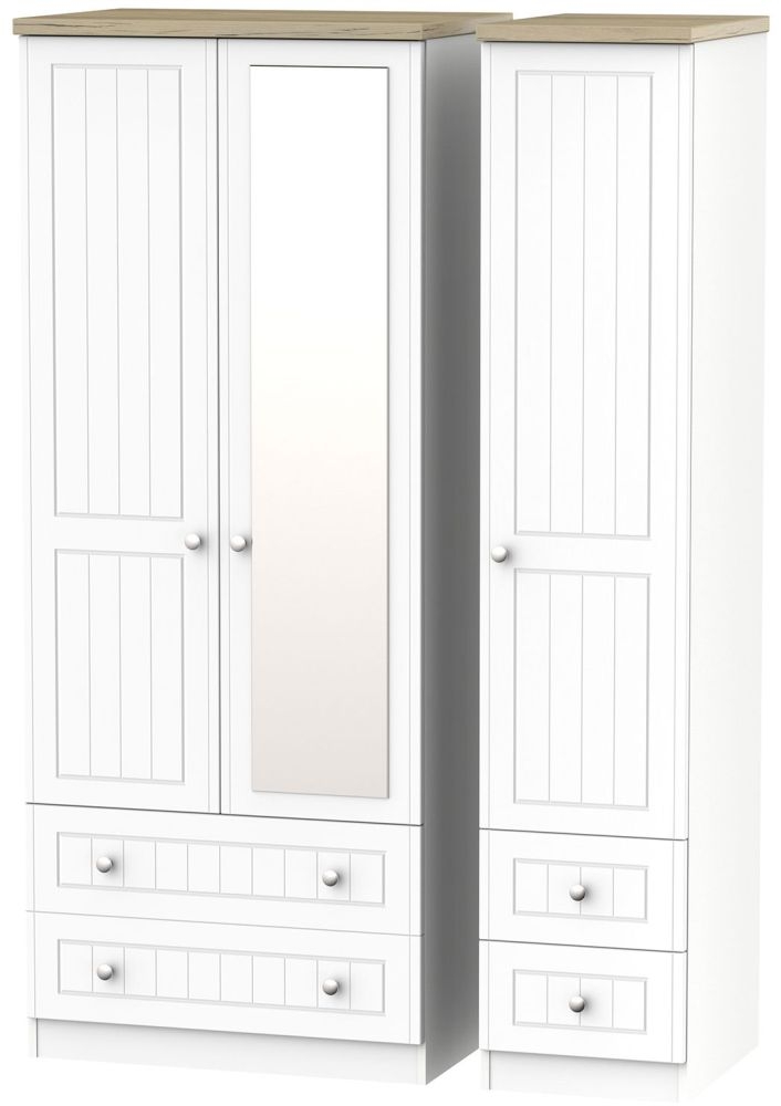 Vienna Porcelain 3 Door Combi Wardrobe - 1 Mirror