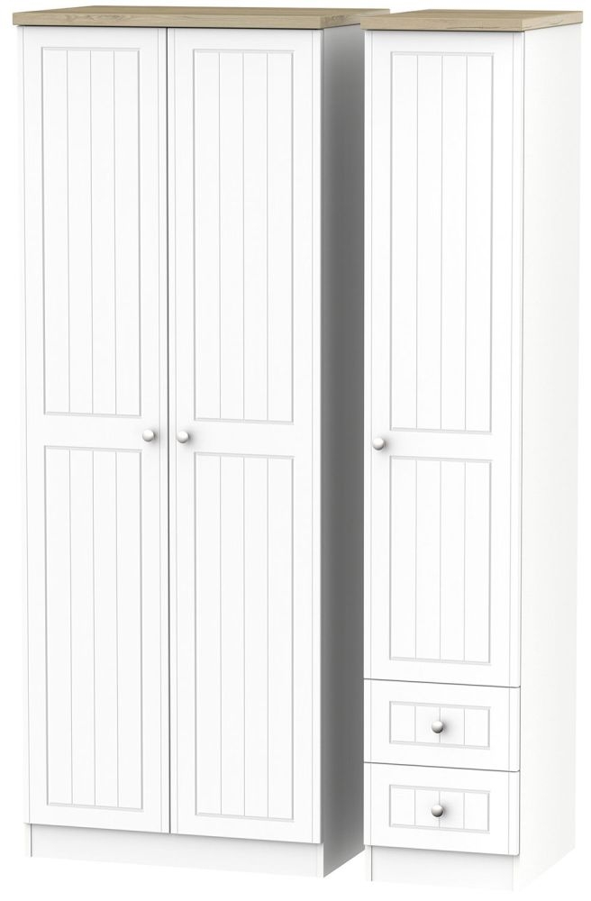 Vienna Wardrobe - 3 Door - RHF 2 Drawers - Tall - Triple - Porcelain