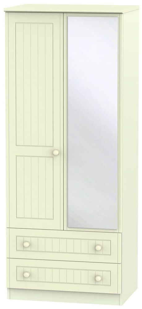 Warwick Wardrobe - 2 Door - 1 Mirror - Combi - Cream