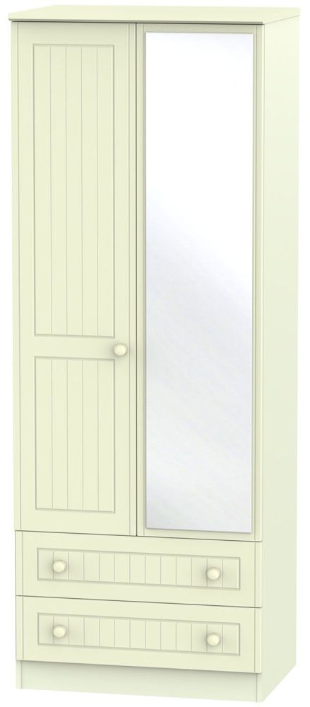 Warwick Wardrobe - 2 Door - 1 Mirror - Tall - Combi - Cream