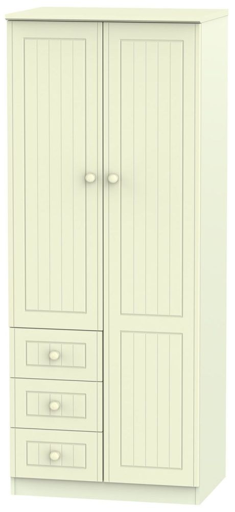 Warwick Cream 2 Door Wardrobe - RHF 3 Drawers