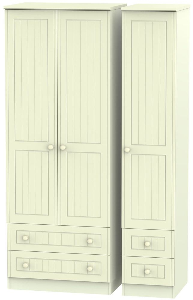 Warwick Wardrobe - 3 Door - 4 Drawers - Tall - Triple - Cream