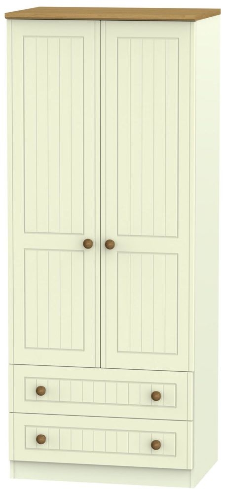 Warwick Cream and Oak 2 Door 2 Drawer Double Wardrobe