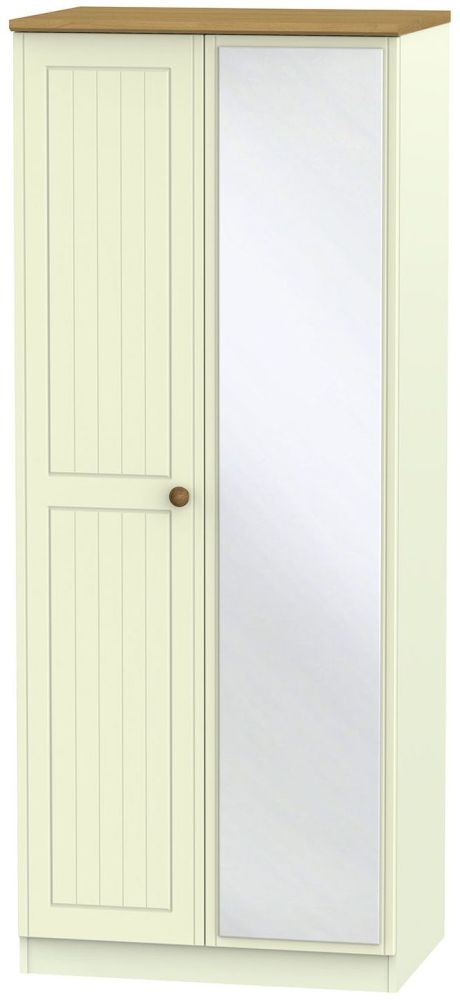 Warwick Wardrobe - 2 Door - RHF 3 Drawers - Cream and Oak