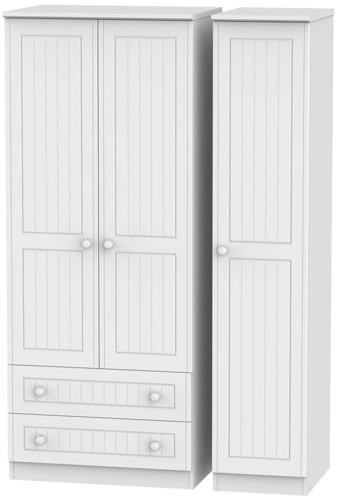 Warwick Wardrobe - 3 Door - LHF 2 Drawers - Triple - White