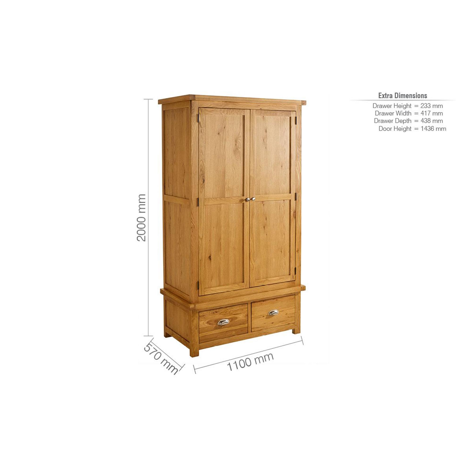Woburn Wardrobe - 2 Door 2 Drawer - Rustic Oak