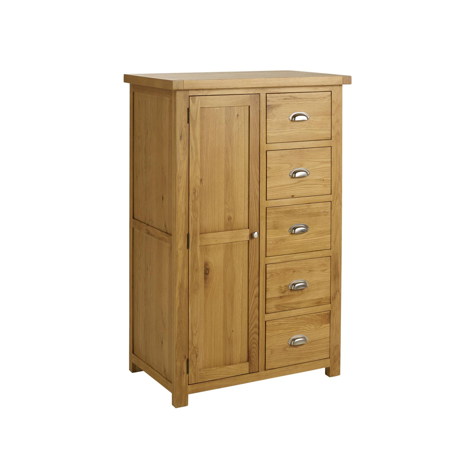 Woburn Short Wardrobe - 1 Door 5 Drawer - Rustic Oak