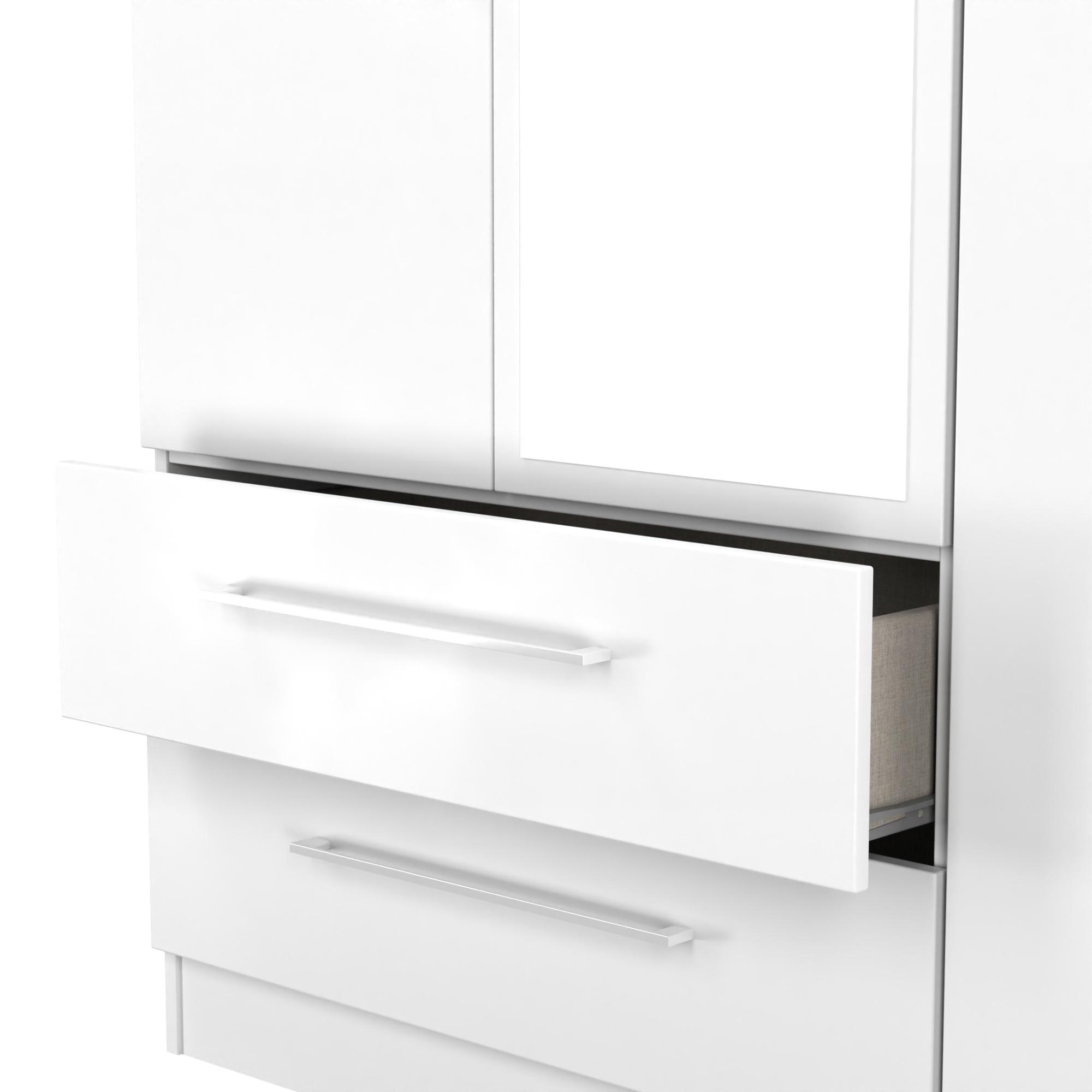 Worcester Wardrobe - 3 Door - LHF 2 Drawers - Tall - Combi - White