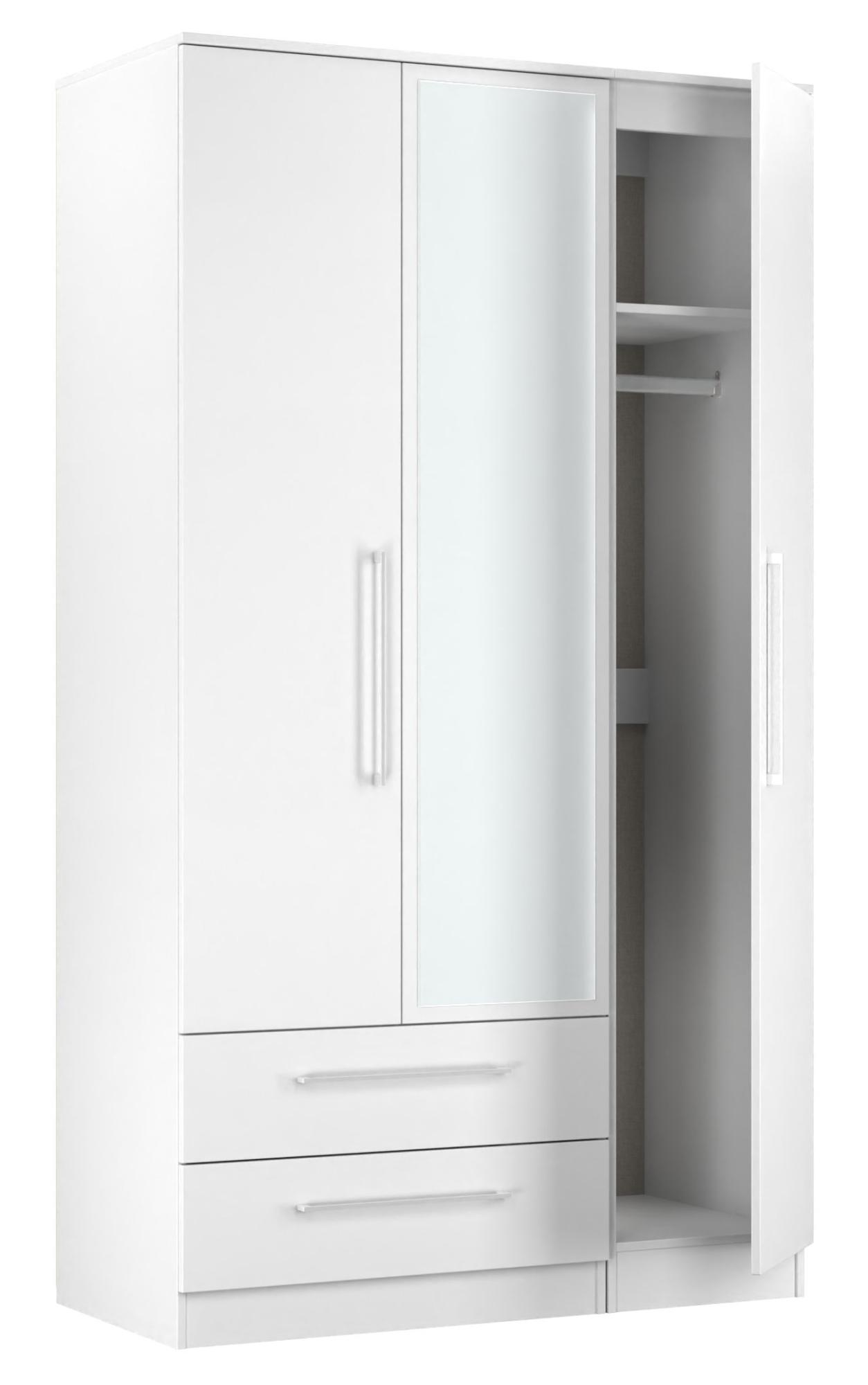 Worcester Wardrobe - 3 Door - LHF 2 Drawers - Tall - Combi - White