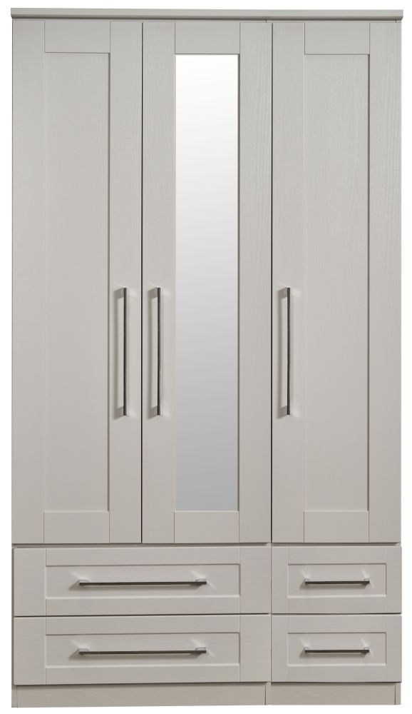 York Cashmere 3 Door Tall Combi Wardrobe - 1 Mirror
