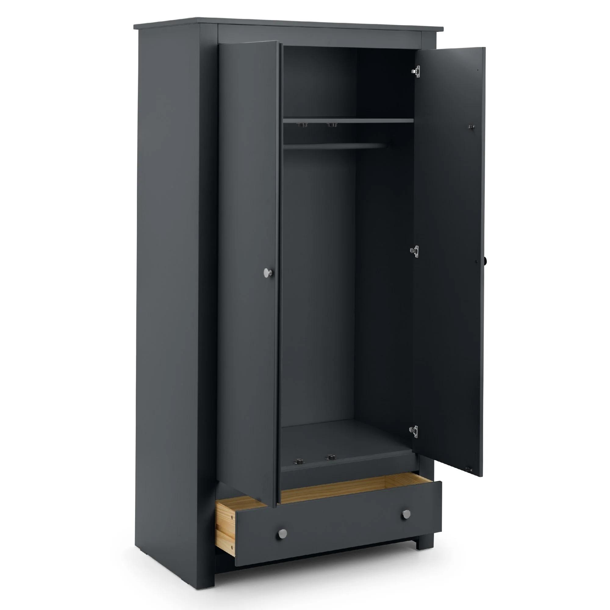 Radley Double Wardrobe - 2 Door - 1 Drawer - Dark Grey