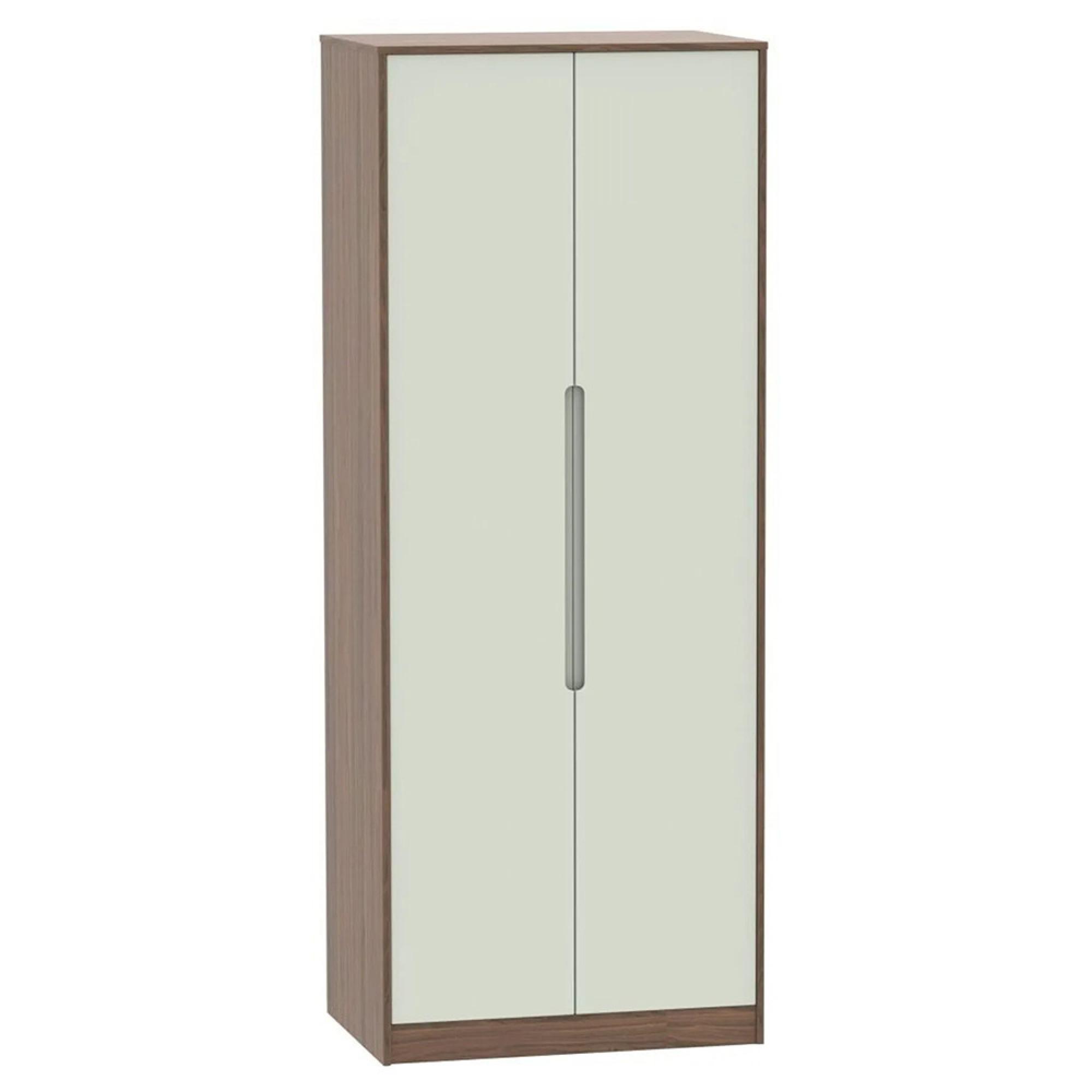 Monaco Wardrobe - 2 Door - Plain - Tall - Cashmere and Carini Walnut