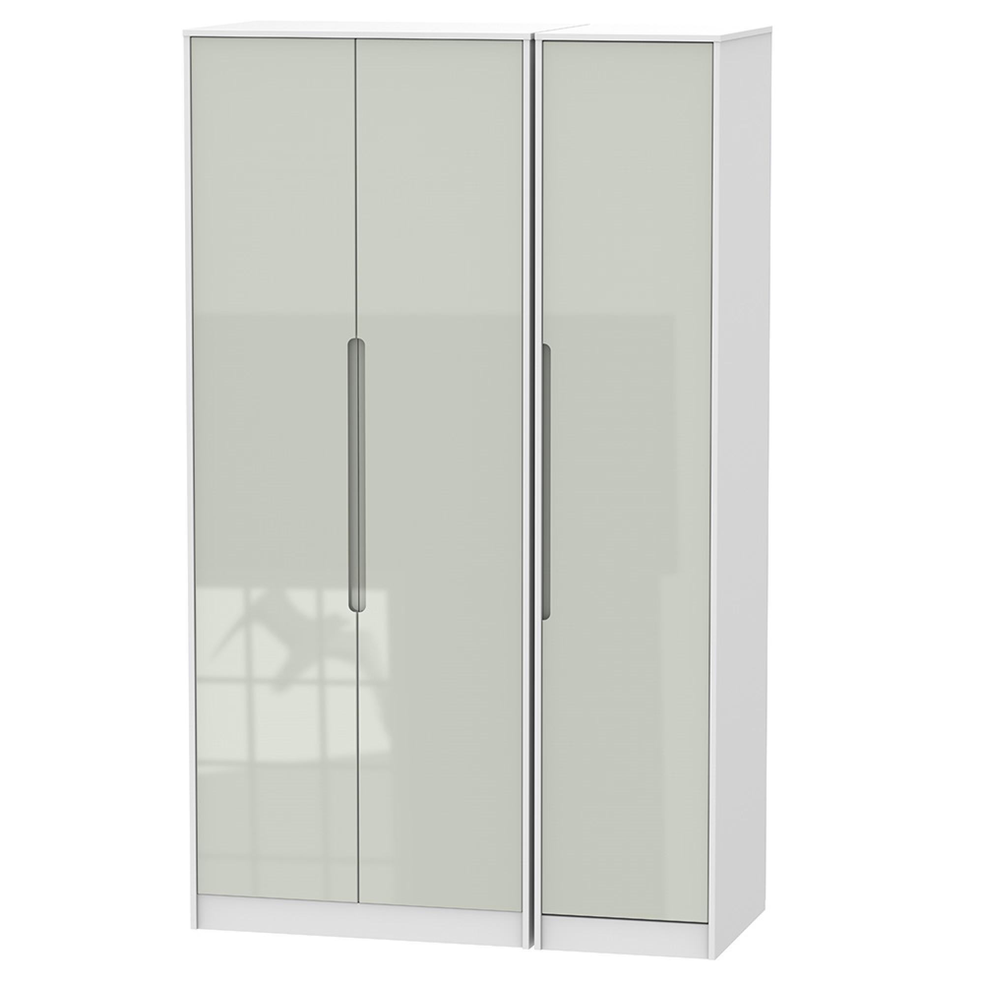 Monaco Wardrobe - 3 Door - Tall - Triple - Cashmere Gloss and White