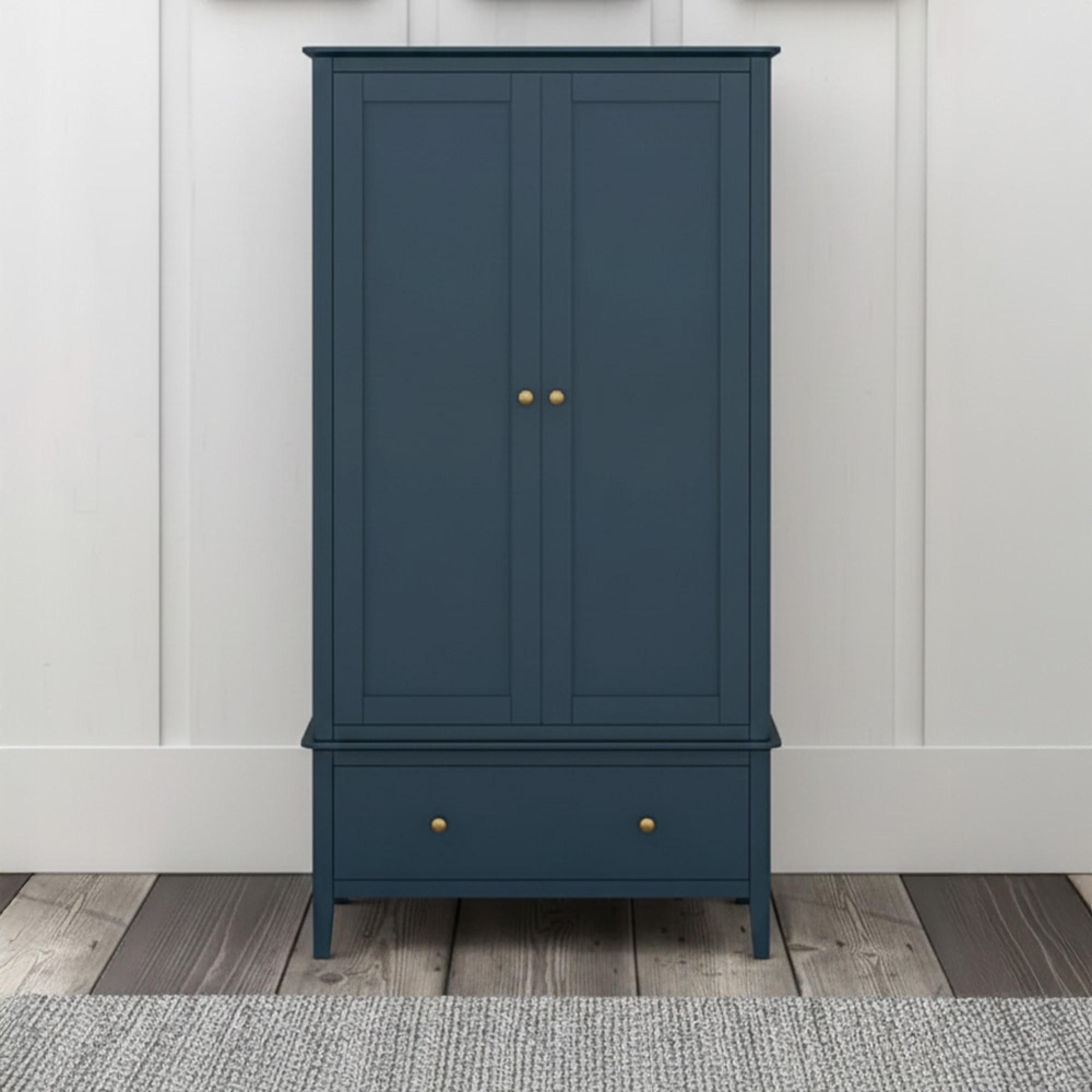 Harrogate Double Wardrobe - 2 Door - 1 Drawer - Blue