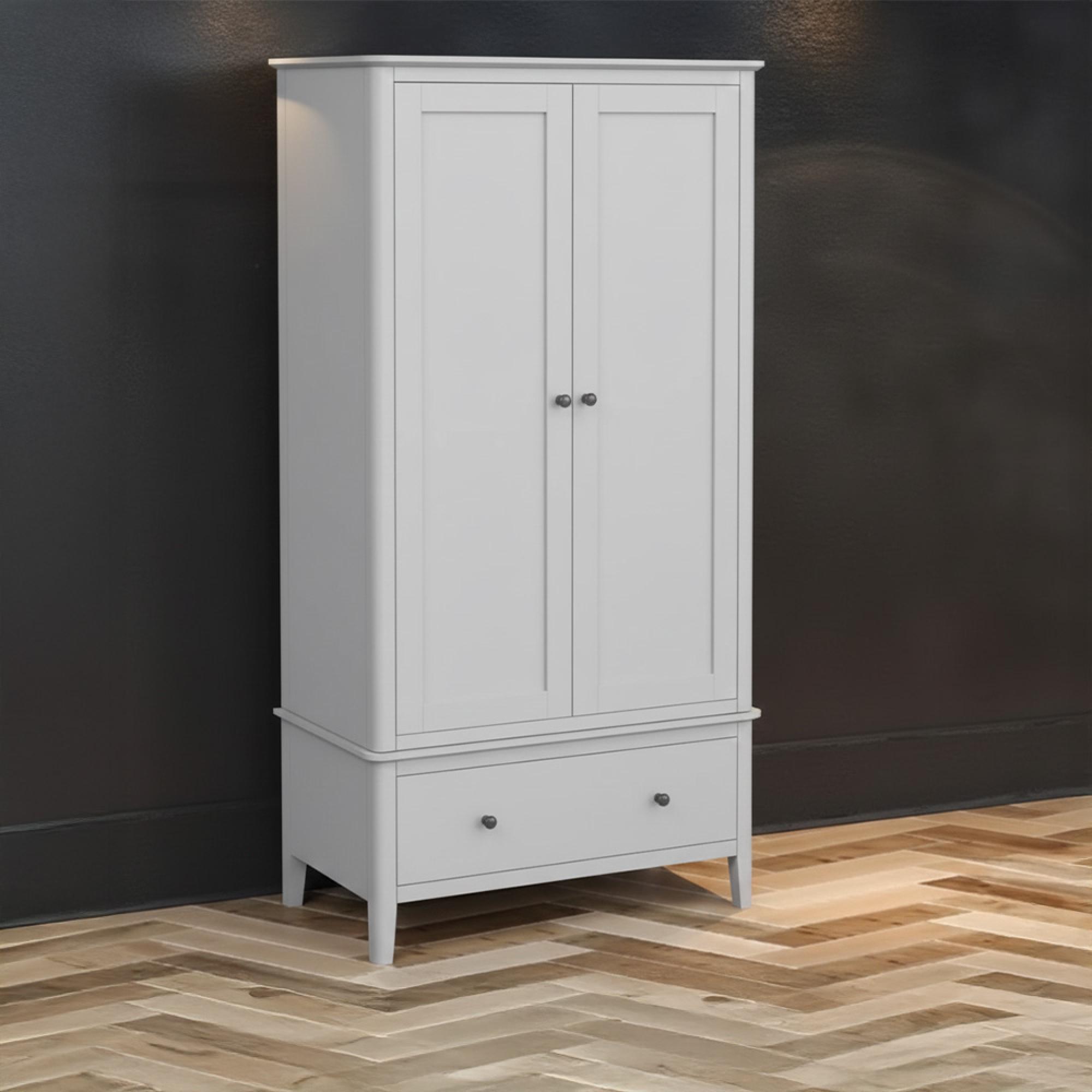 Stowe Wardrobe - 2 Door - 1 Drawer - Grey