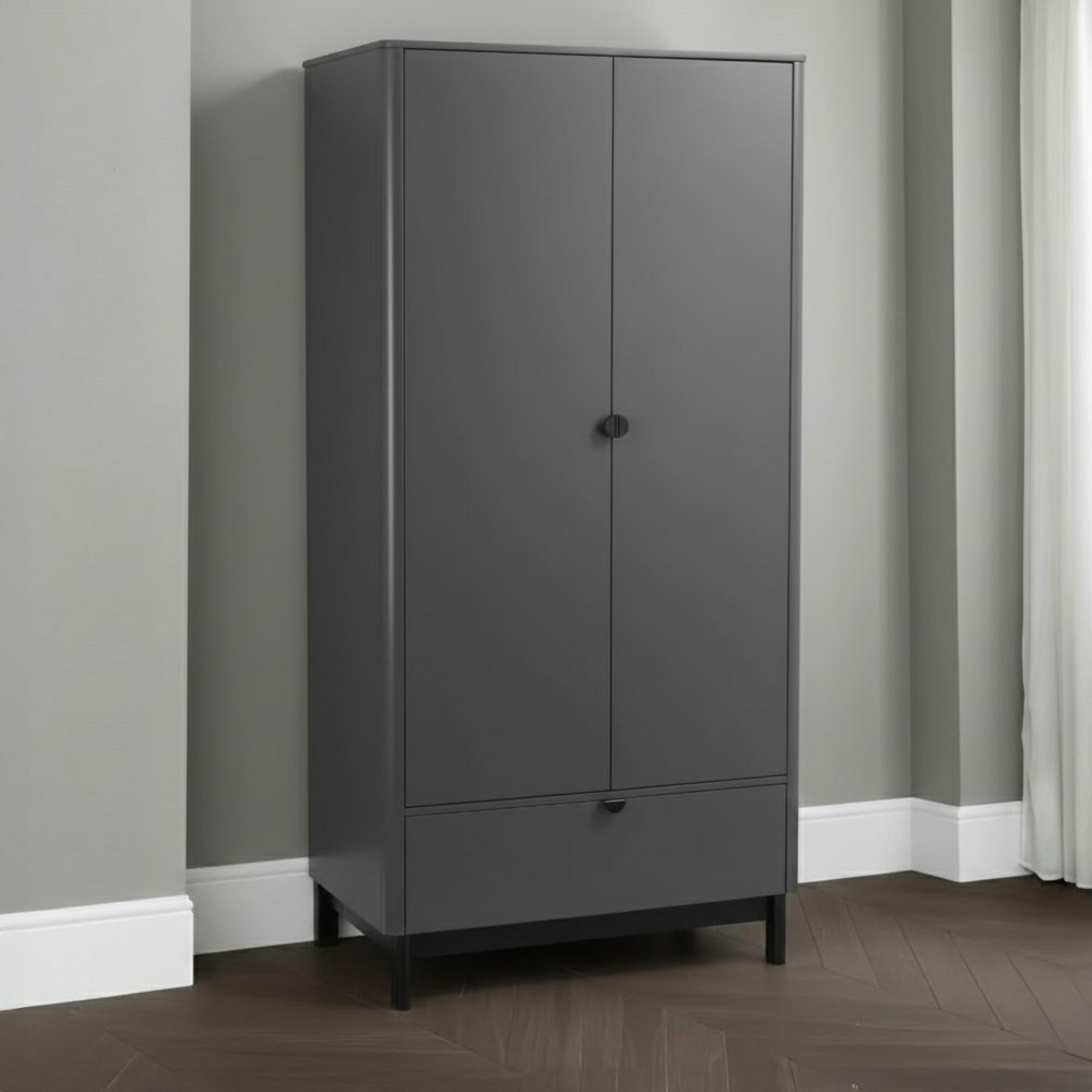 Chloe Double Wardrobe - 2 Door - 1 Drawer - Grey