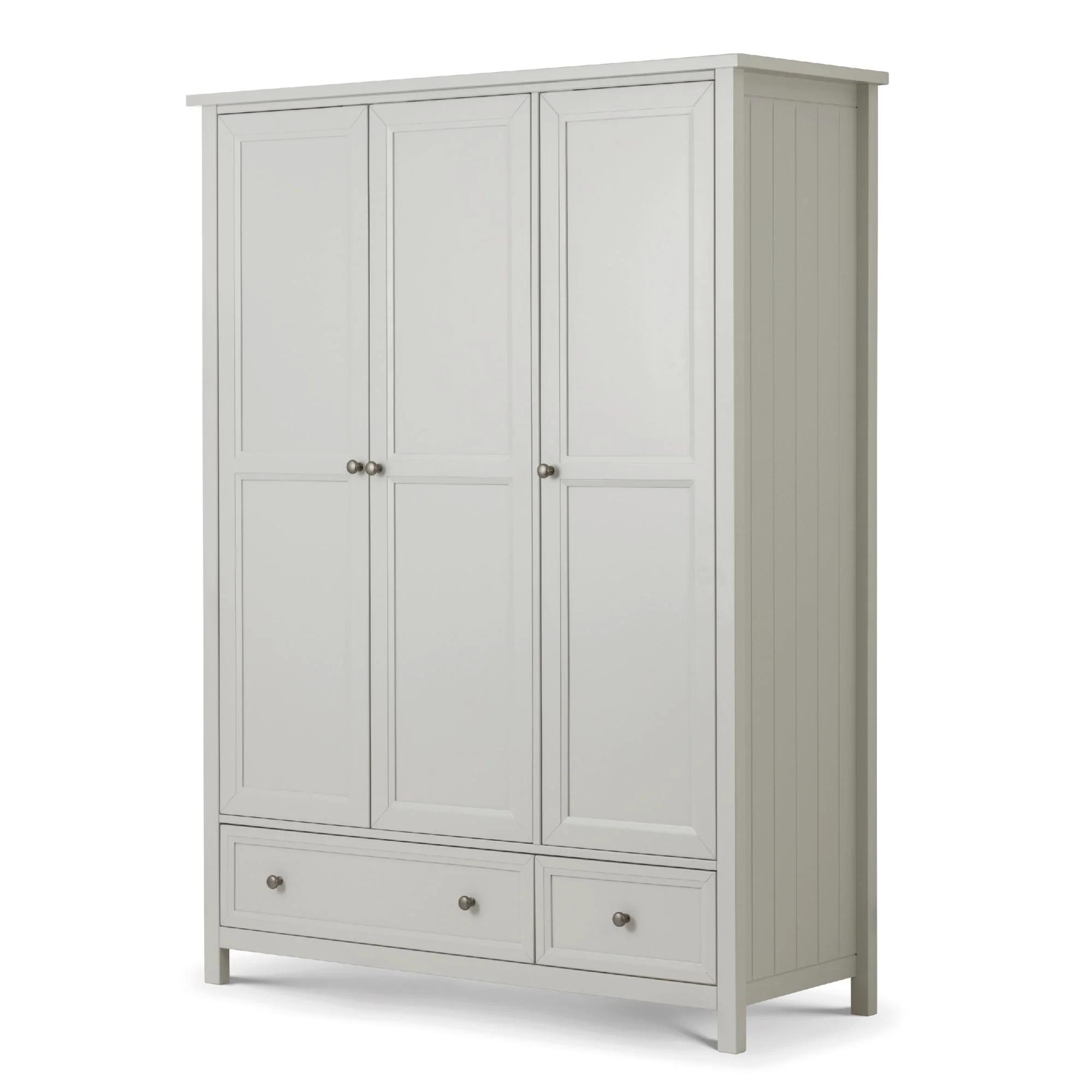 Maine Wardrobe - 3 Door - 2 Drawer - Grey