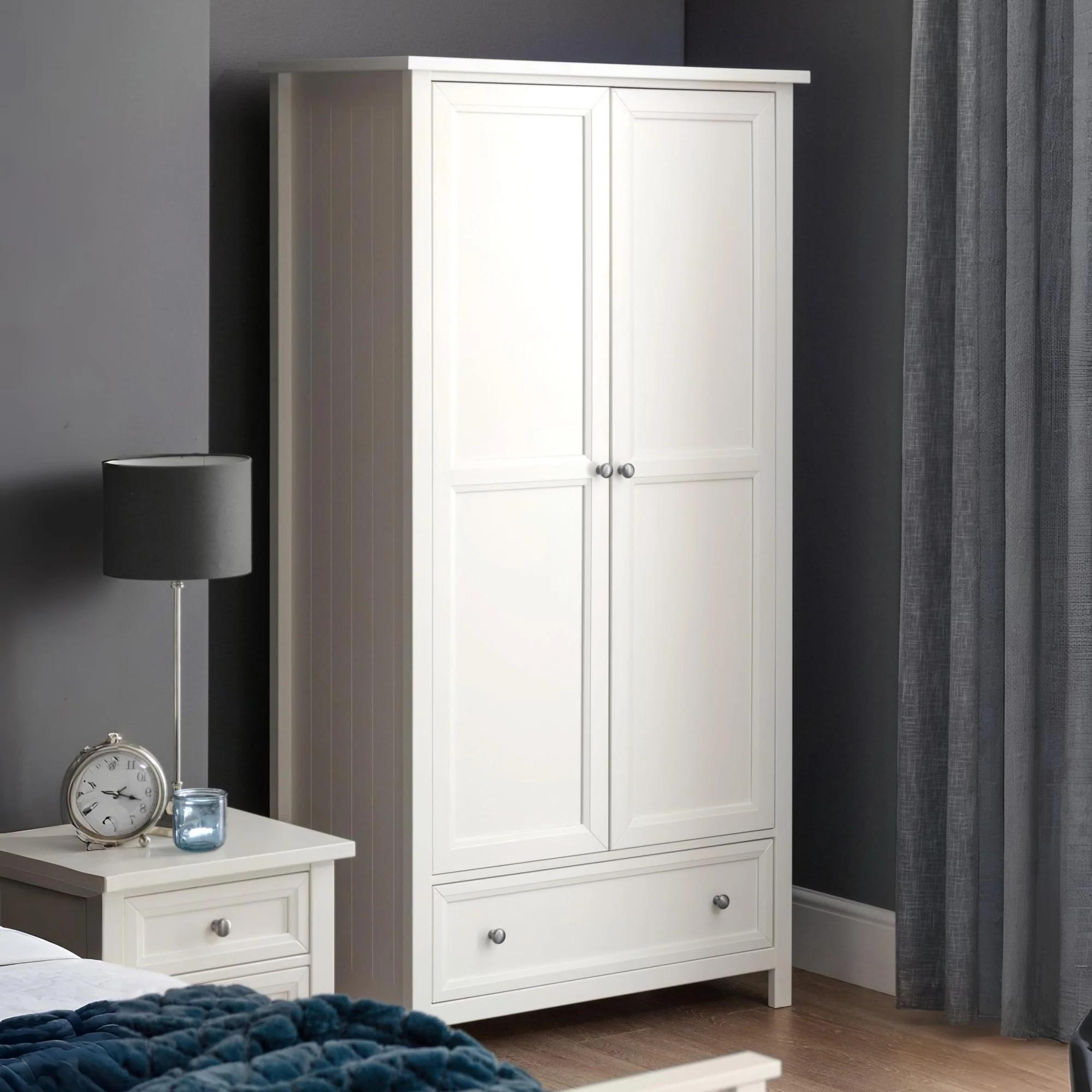 Maine Double Wardrobe - 2 Door - 1 Drawer - White