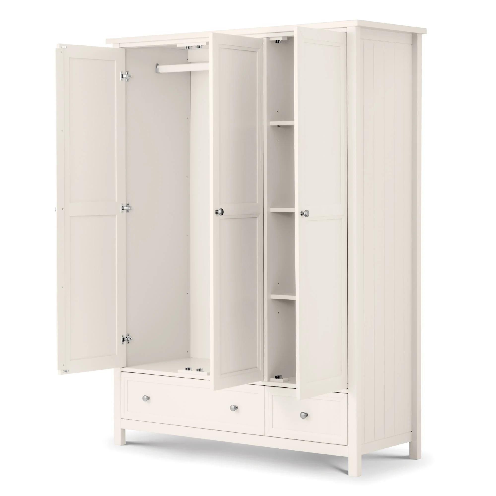 Maine Wardrobe - 3 Door - 2 Drawer - White