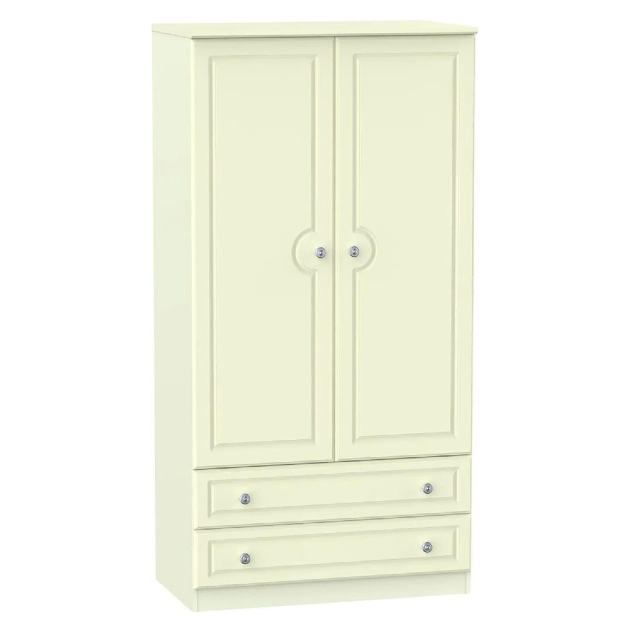 Pembroke Wardrobe - 2 Door - 2 Drawer - Double - H 182.4cm - Cream