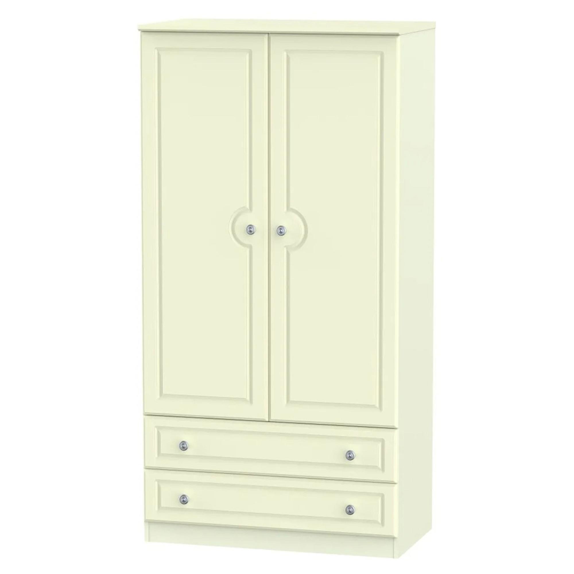 Pembroke Wardrobe - 2 Door - 2 Drawer - Double - H 182.4cm - Cream