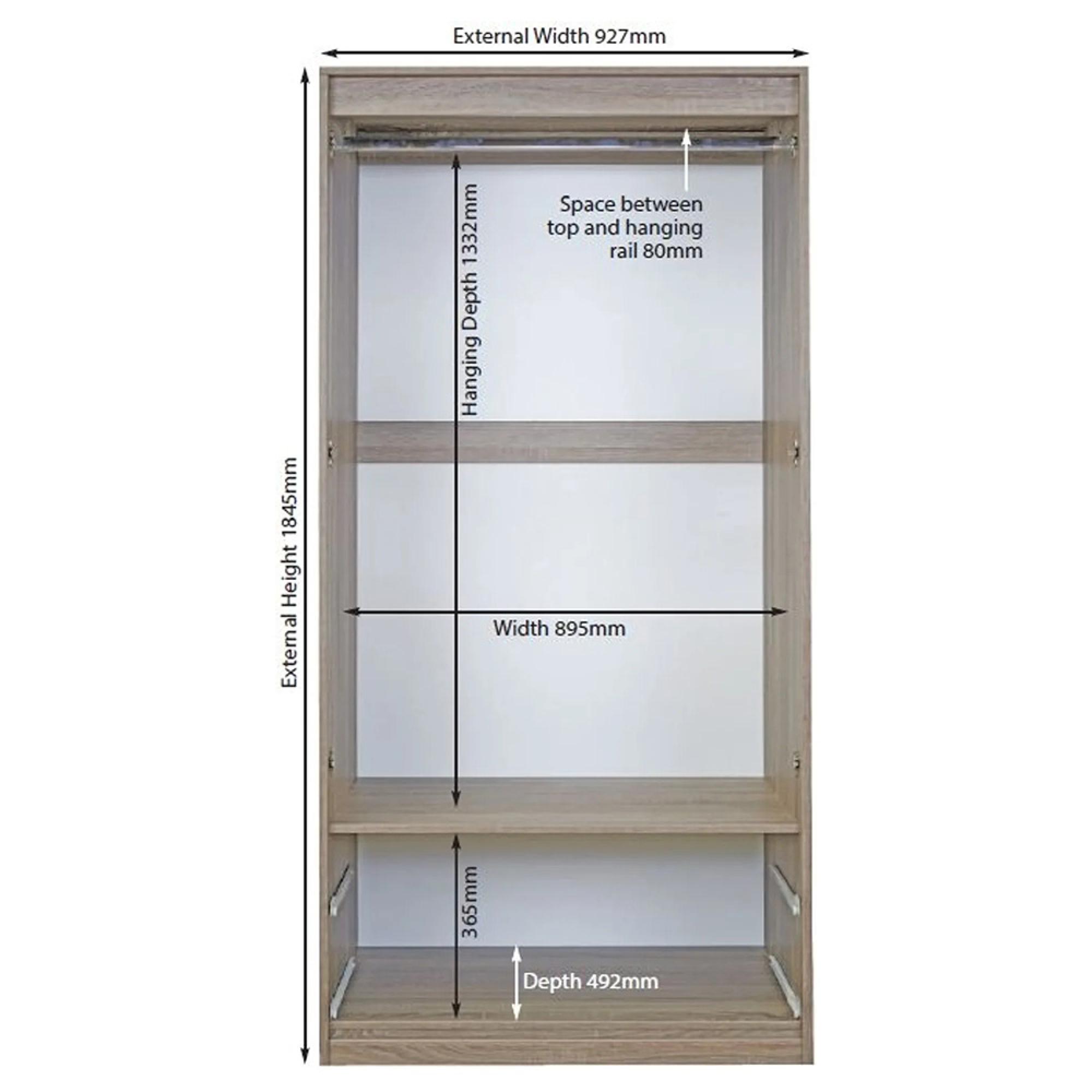 Pembroke Wardrobe - 2 Door - 2 Drawer - Double - H 182.4cm - Cream