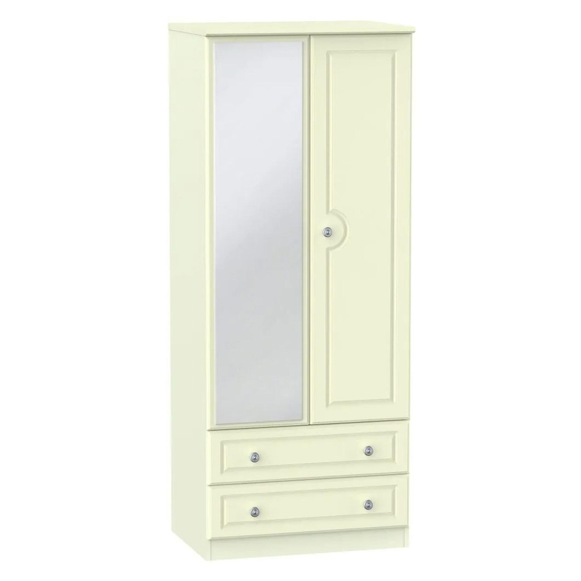 Pembroke Wardrobe - 2 Door - 1 Mirror - Combi - Cream