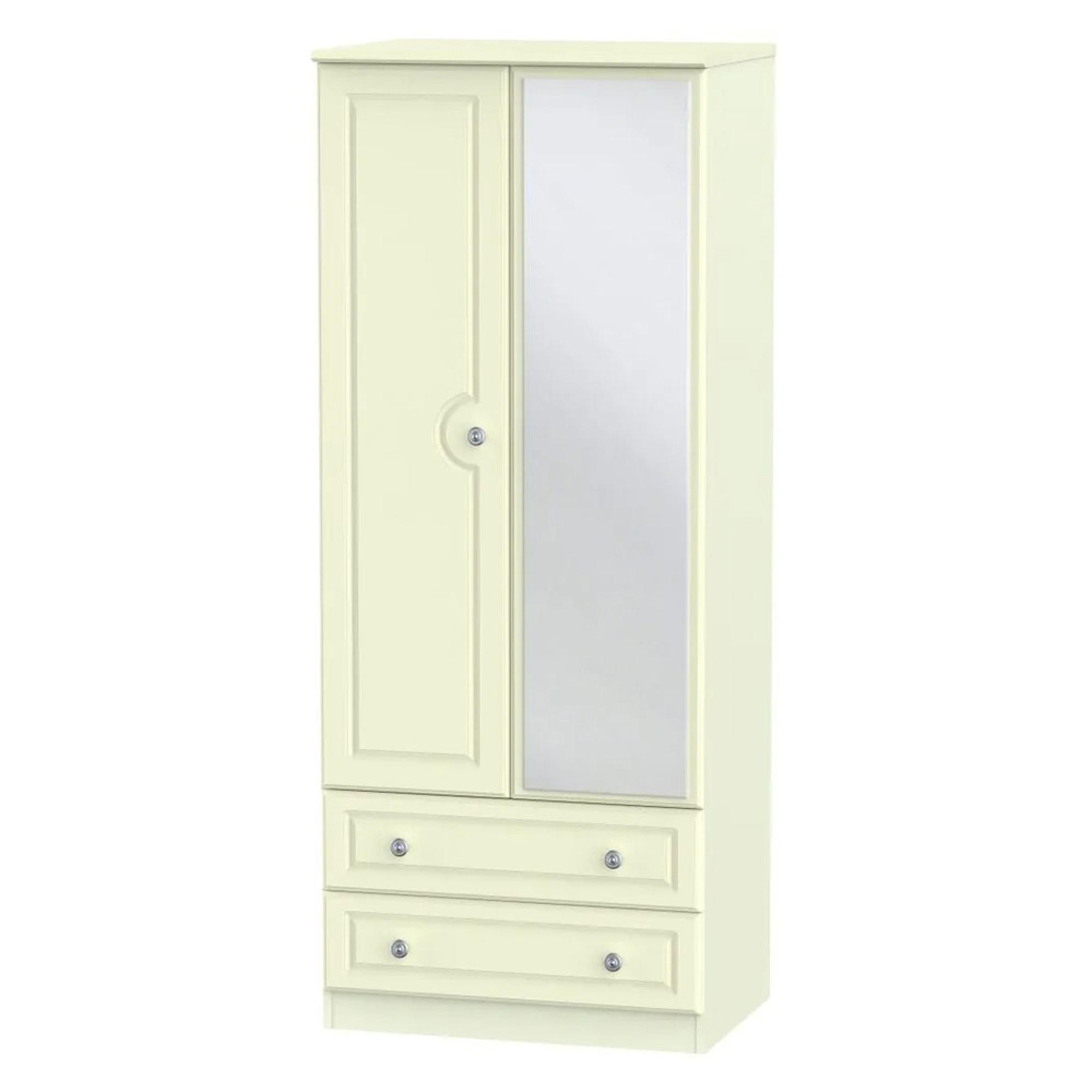 Pembroke Wardrobe - 2 Door - 1 Mirror - Combi - Cream