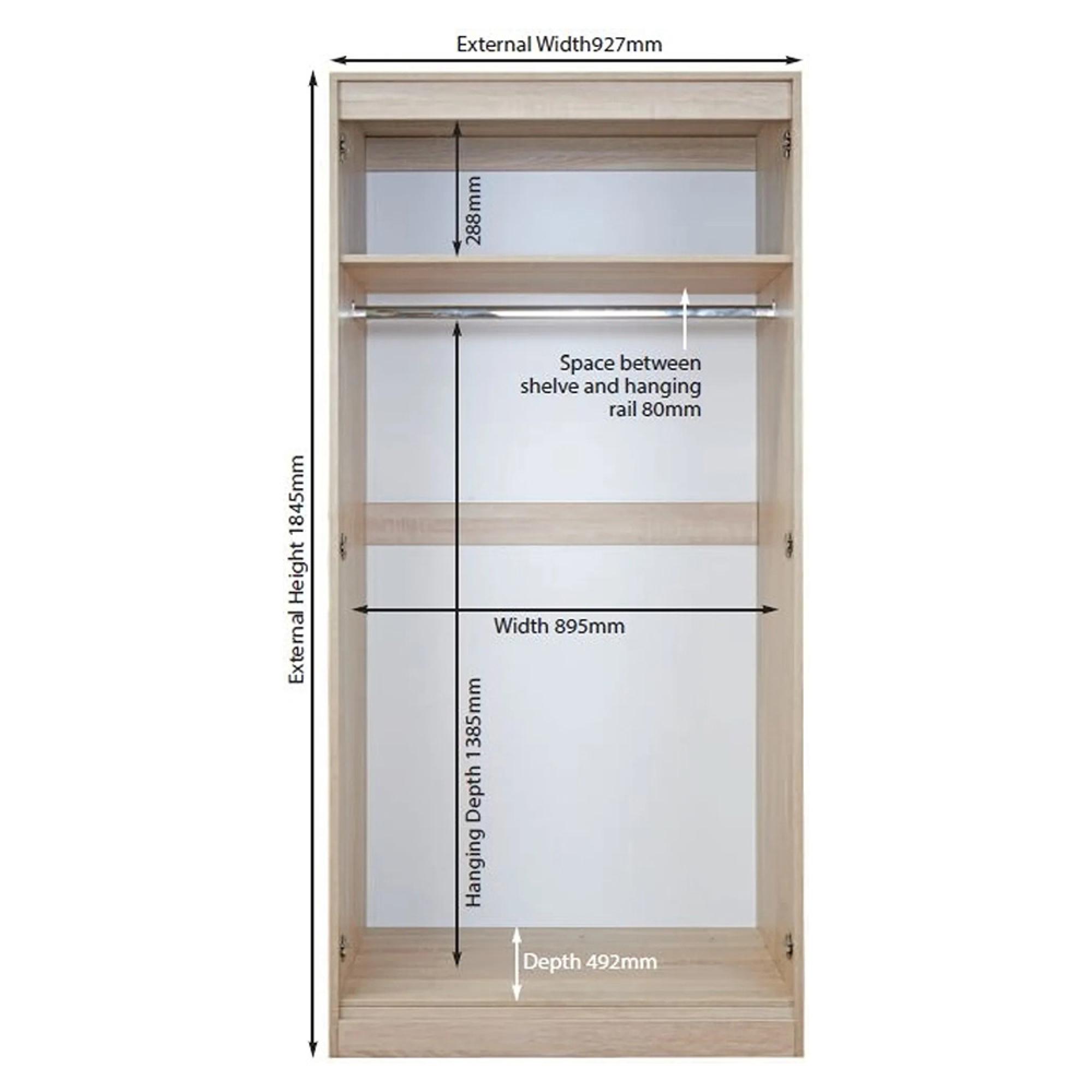Pembroke Wardrobe - 2 Door - Plain - H 182.4cm - Cream