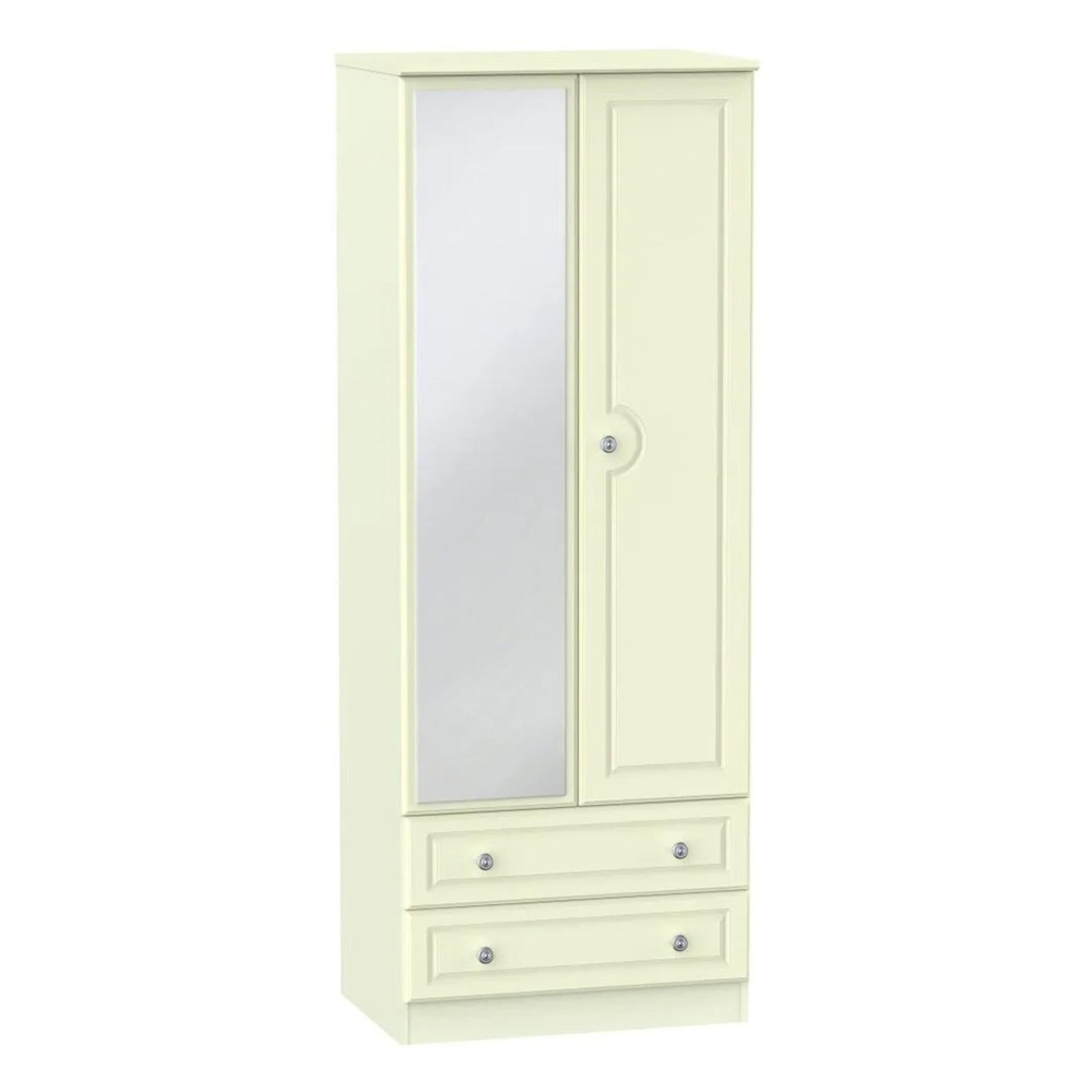 Pembroke Wardrobe - 2 Door - 1 Mirror - Tall - Combi - Cream