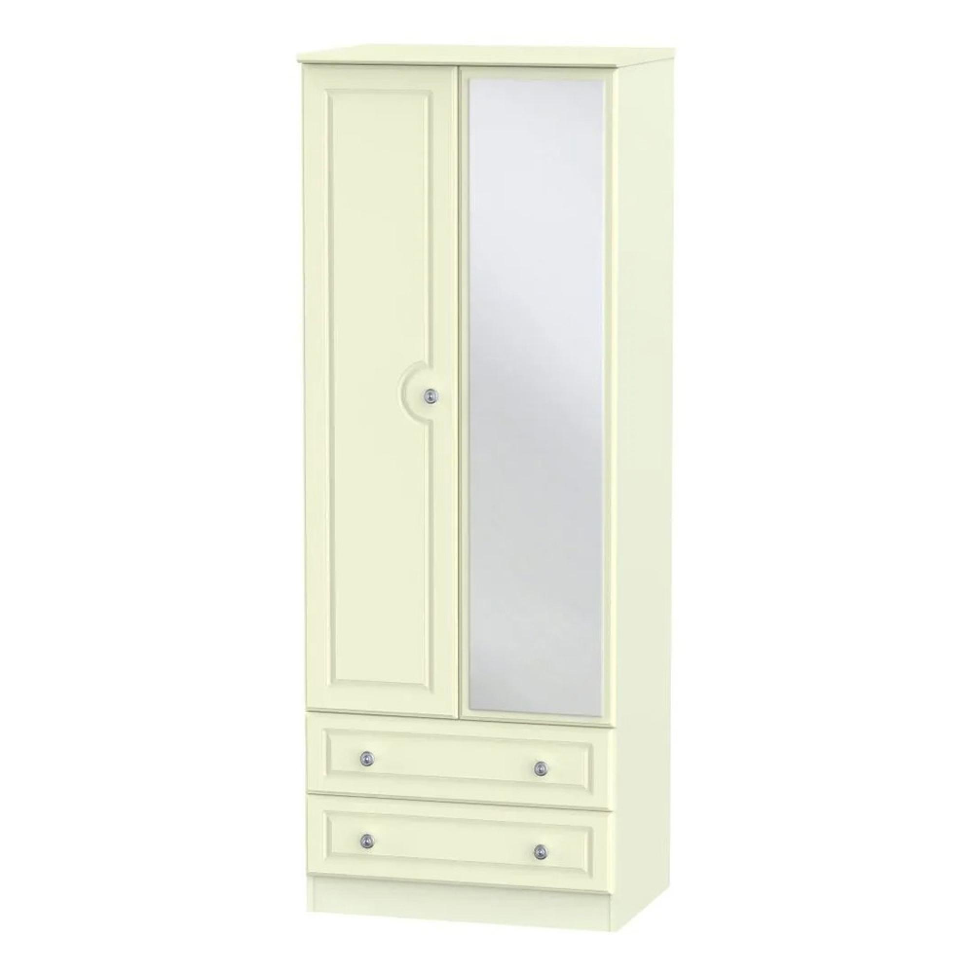 Pembroke Wardrobe - 2 Door - 1 Mirror - Tall - Combi - Cream