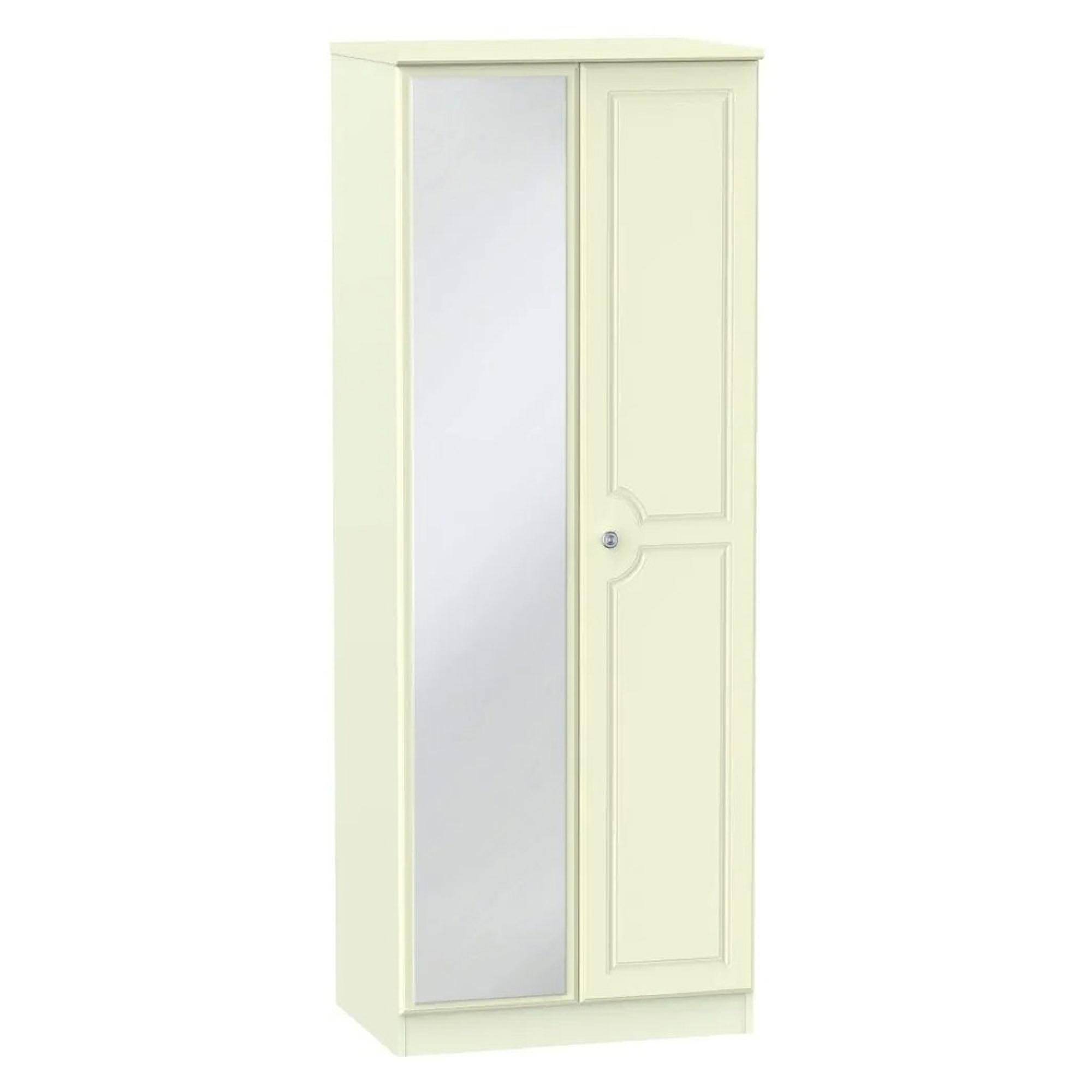 Pembroke Wardrobe - 2 Door - 1 Mirror - Tall - Cream