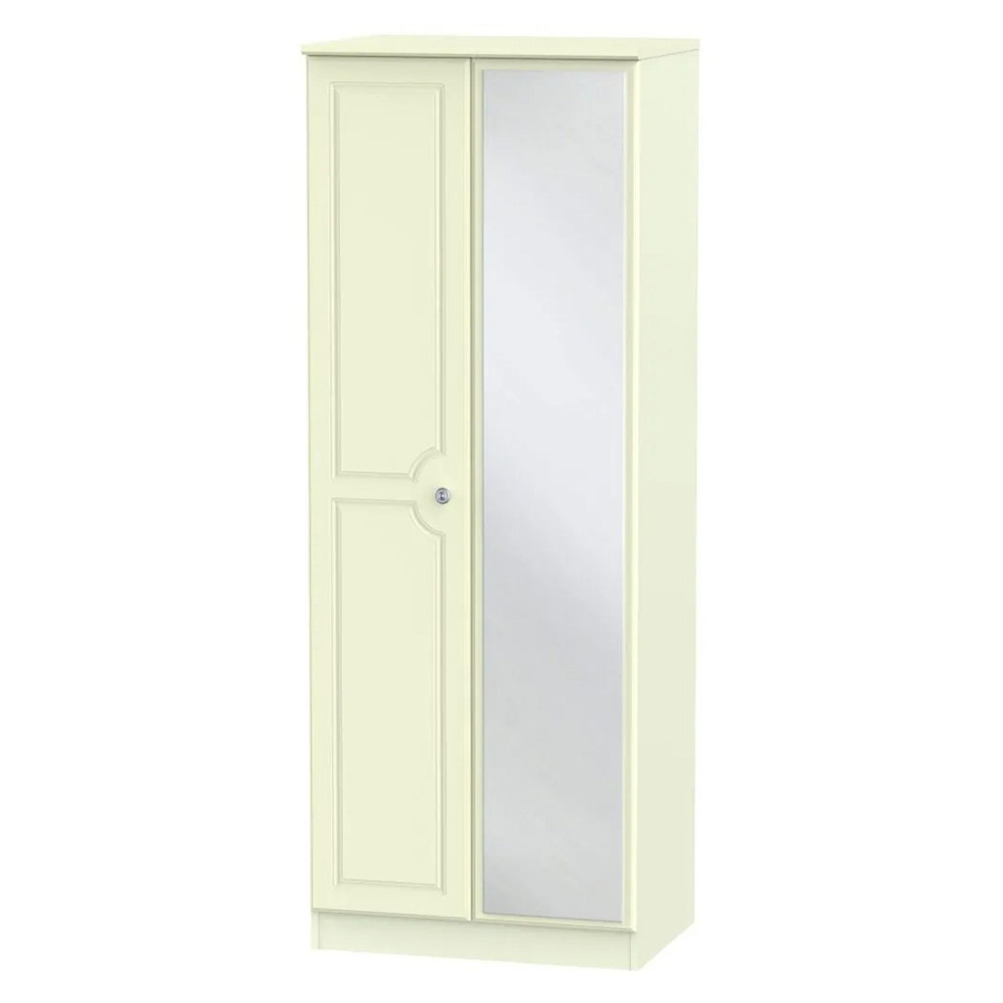Pembroke Wardrobe - 2 Door - 1 Mirror - Tall - Cream