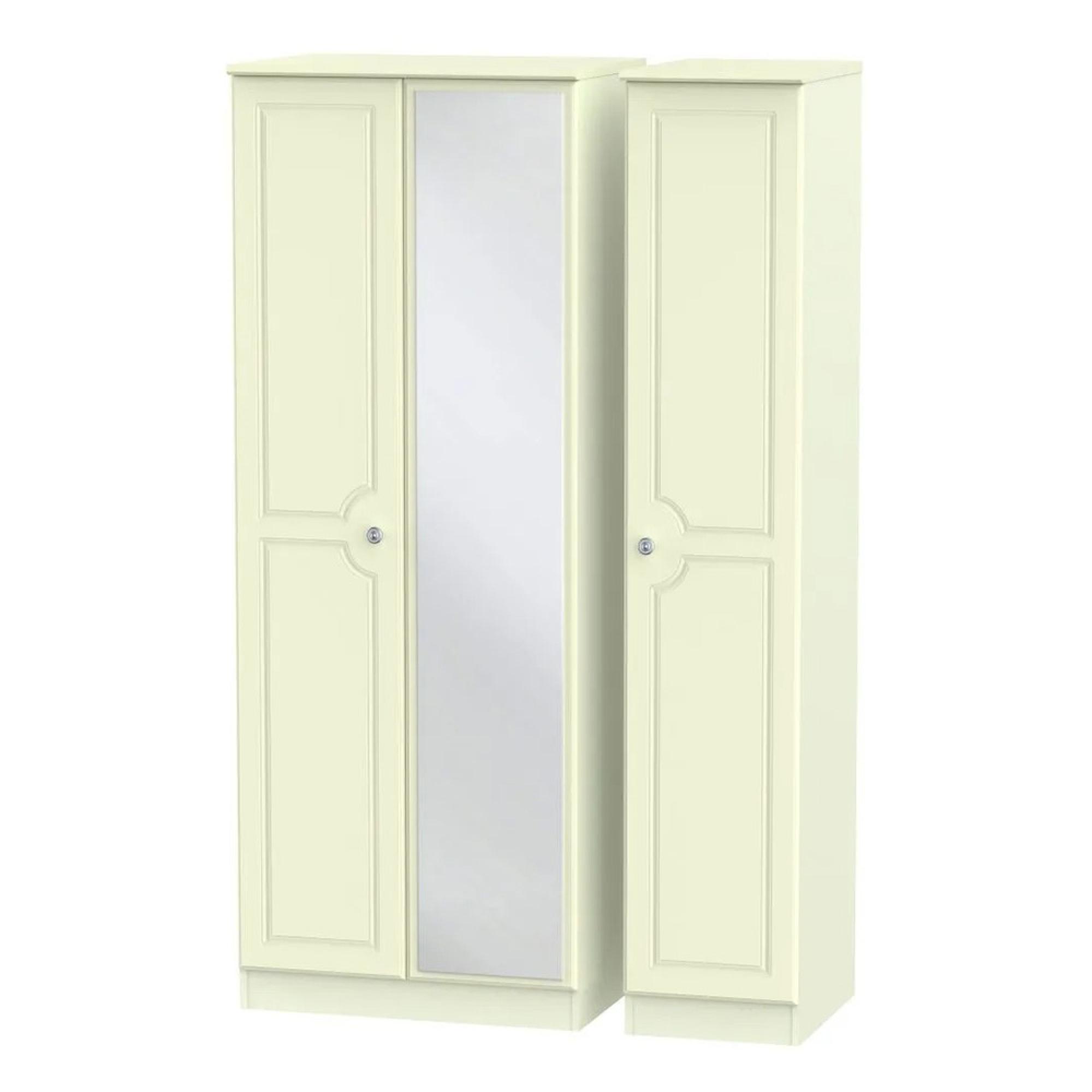 Pembroke Wardrobe - 3 Door - 1 Mirror - Tall - Triple - Cream