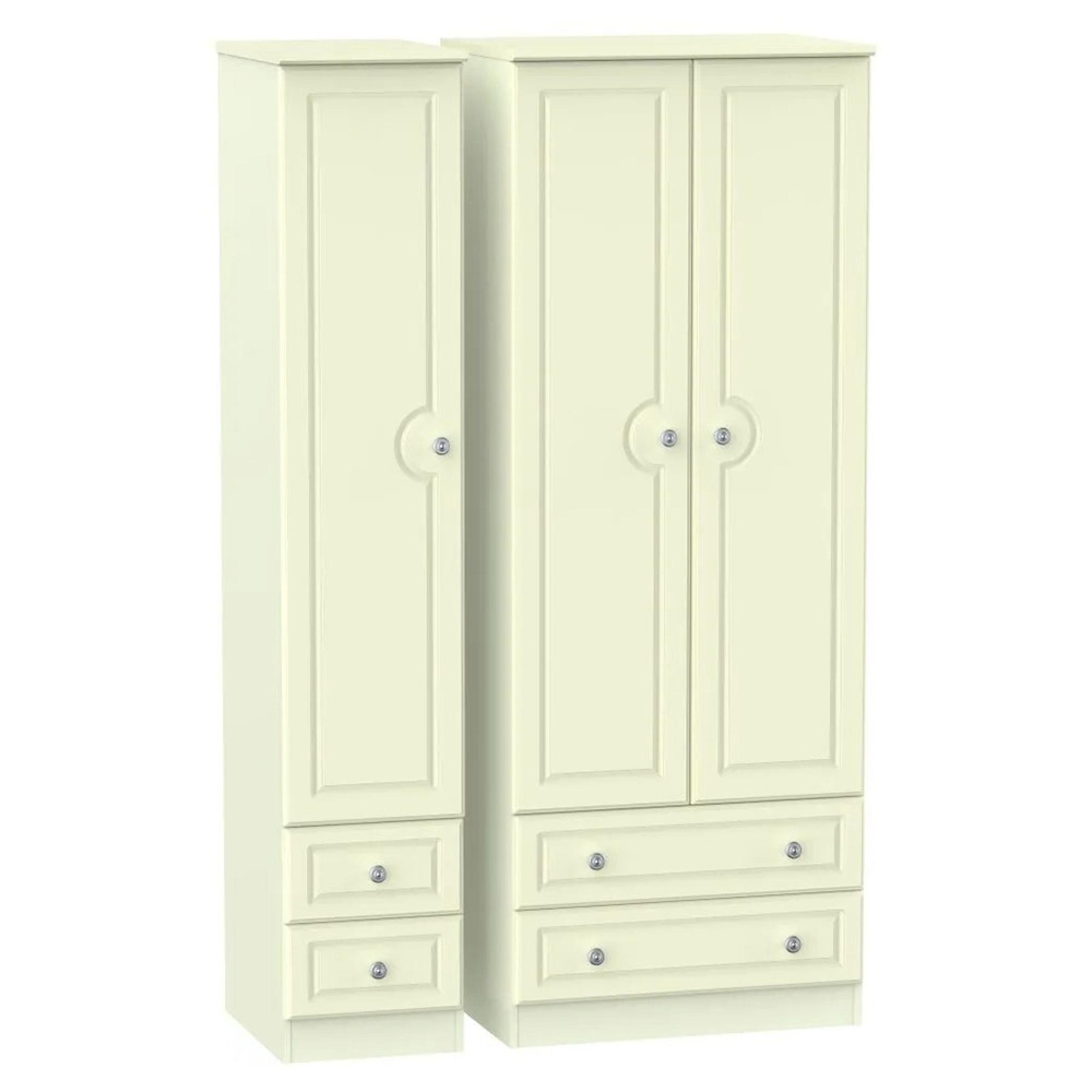 Pembroke Wardrobe - 3 Door - 4 Drawers - Tall - Triple - Cream
