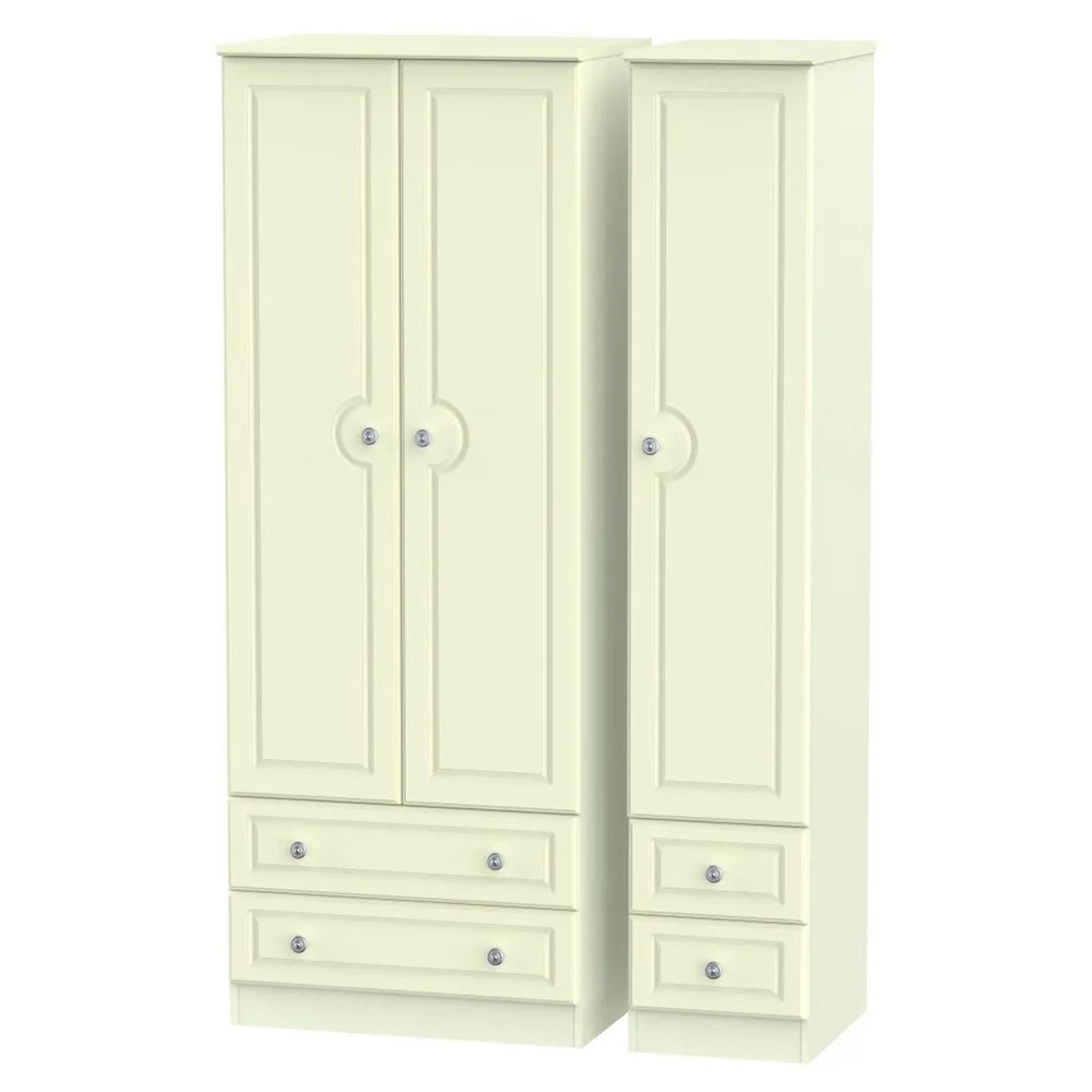 Pembroke Wardrobe - 3 Door - 4 Drawers - Tall - Triple - Cream