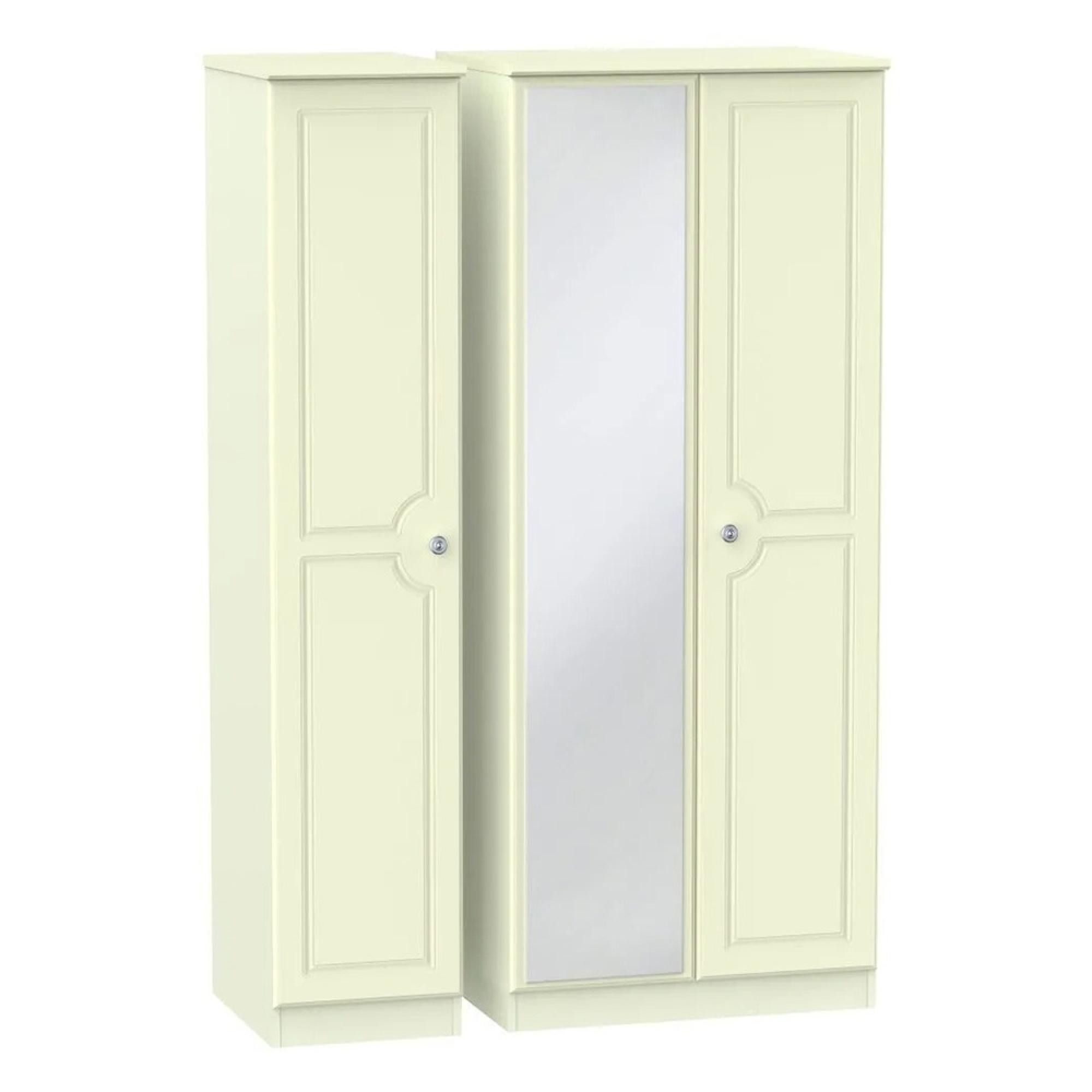 Pembroke Wardrobe - 3 Door - 1 Mirror - Triple - Cream