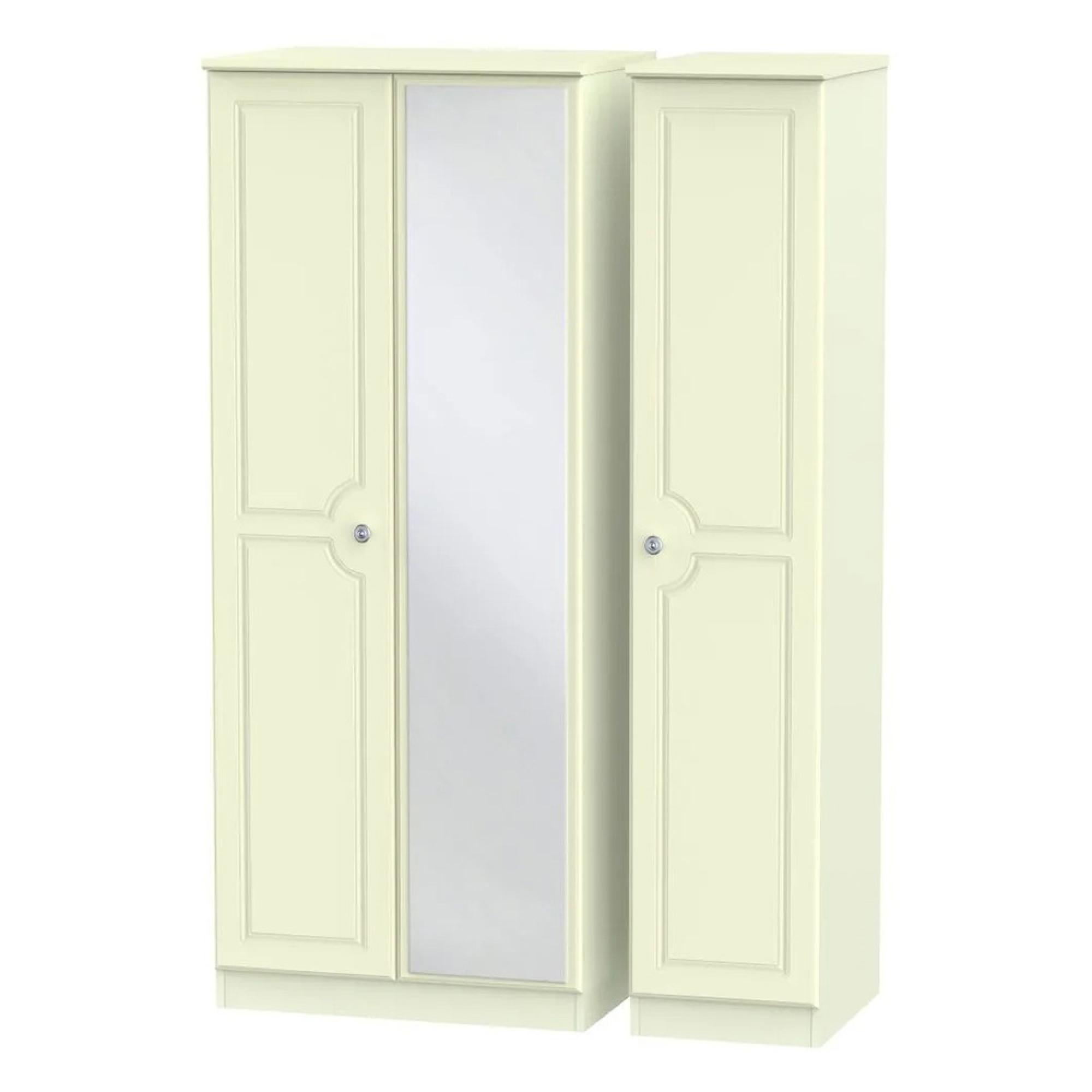 Pembroke Wardrobe - 3 Door - 1 Mirror - Triple - Cream