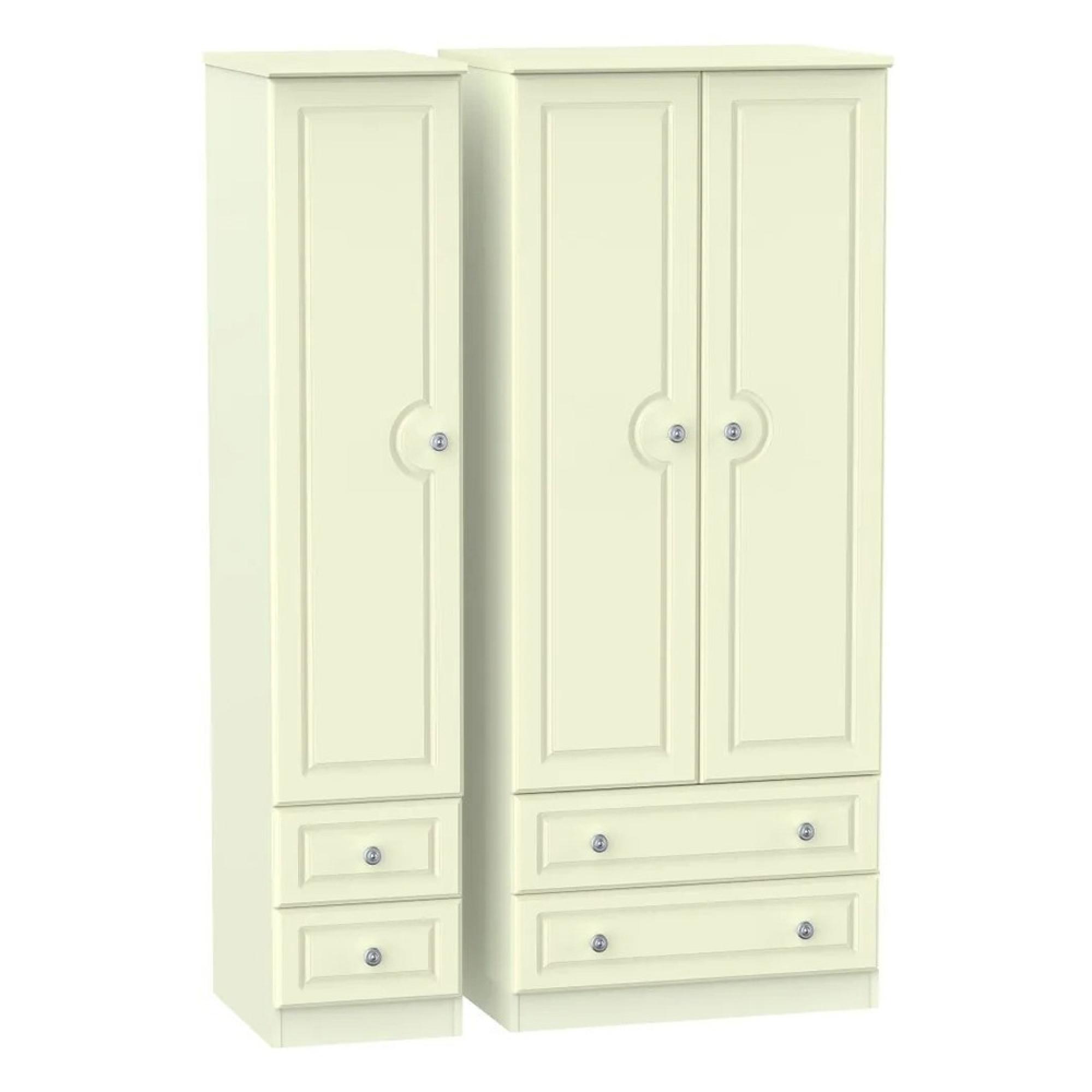 Pembroke Wardrobe - 3 Door - 4 Drawers - Triple - Cream