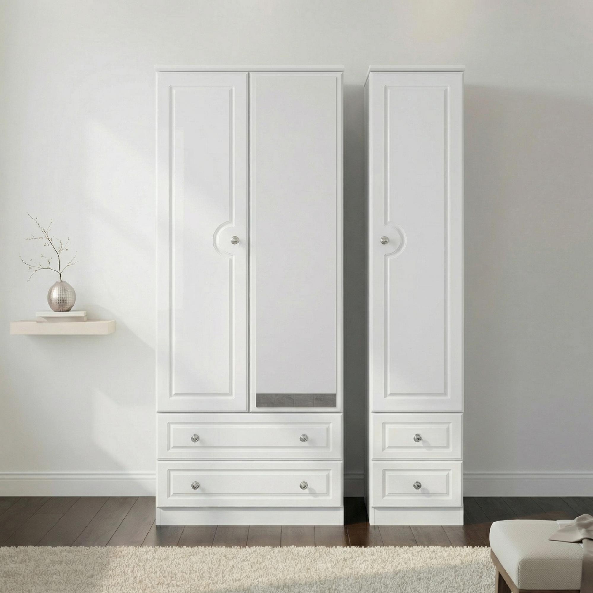 Pembroke White Gloss 3 Door Combi Wardrobe - 1 Mirror
