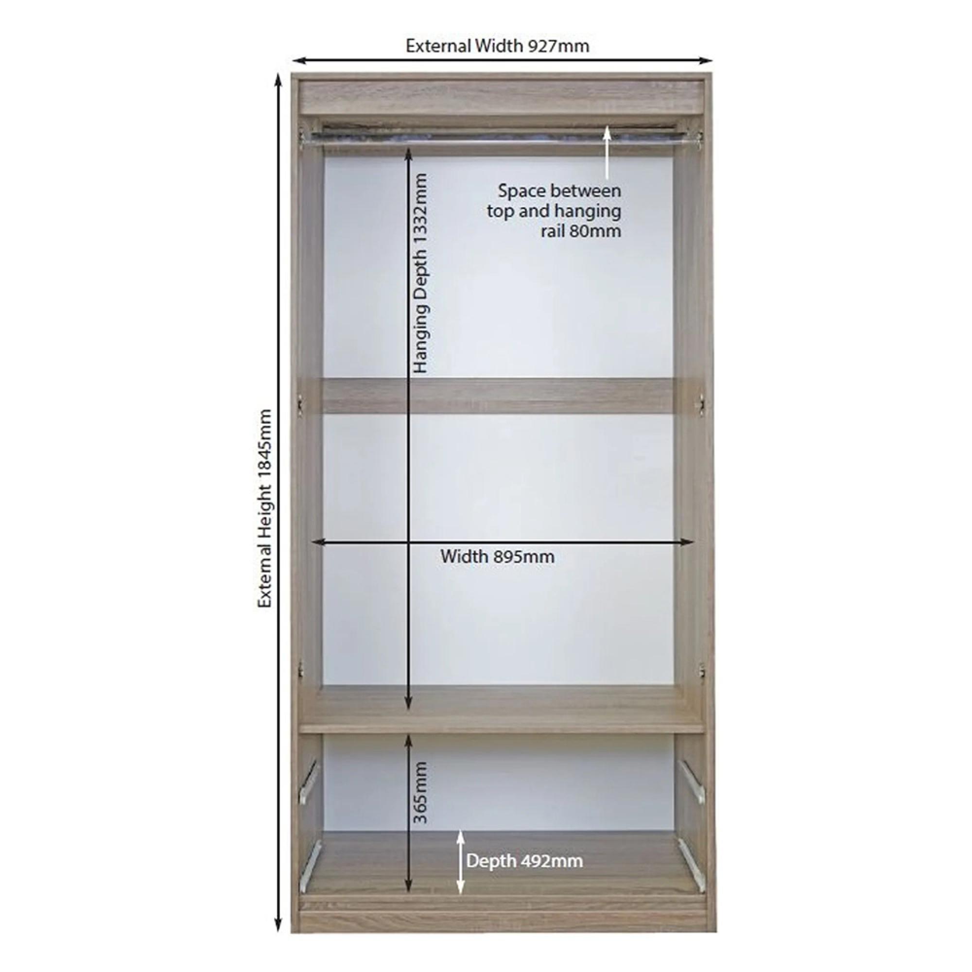 Pembroke Wardrobe - 2 Door - 2 Drawer - Double - H 182.4cm - White Gloss