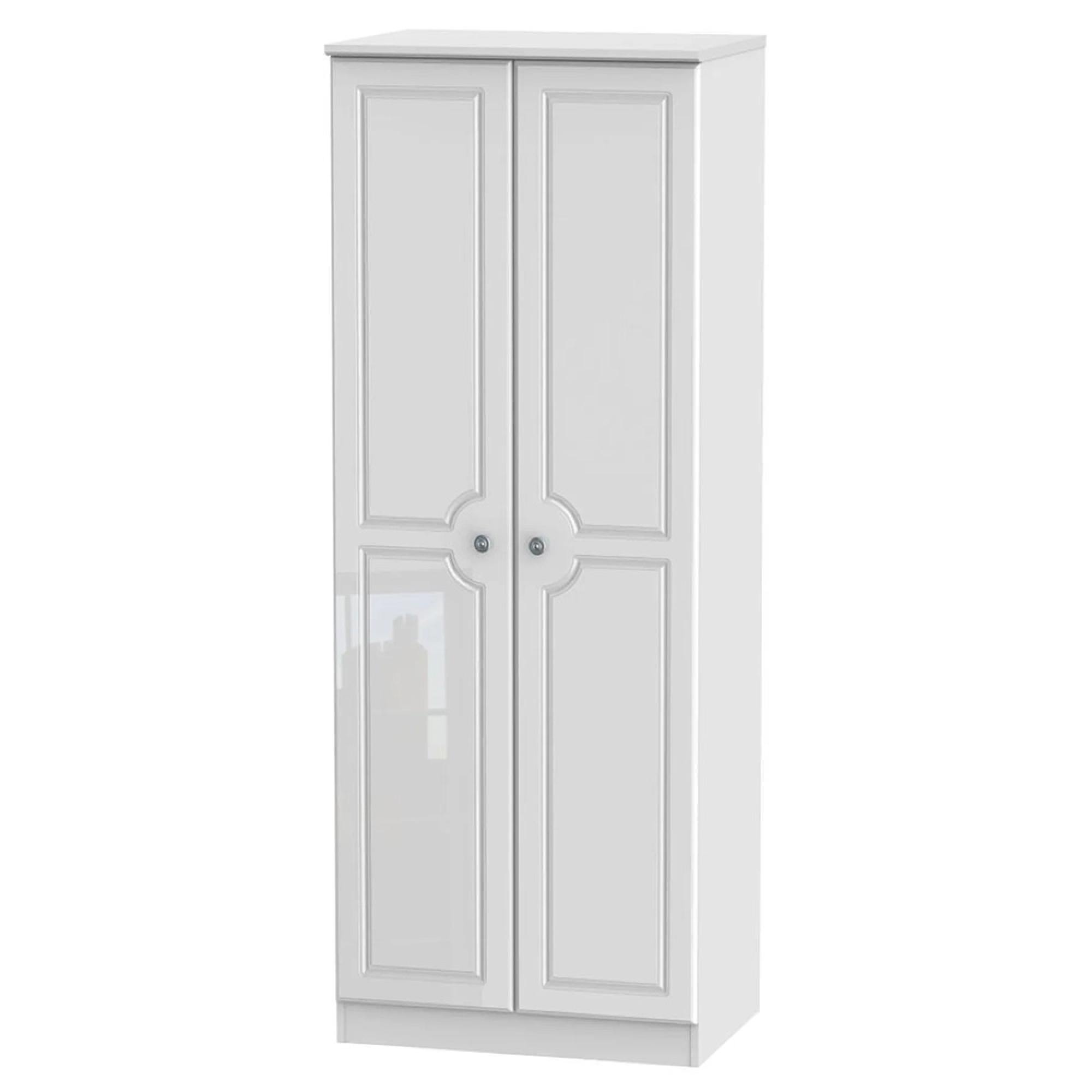 Pembroke Wardrobe - 2 Door - Plain - Tall - White Gloss
