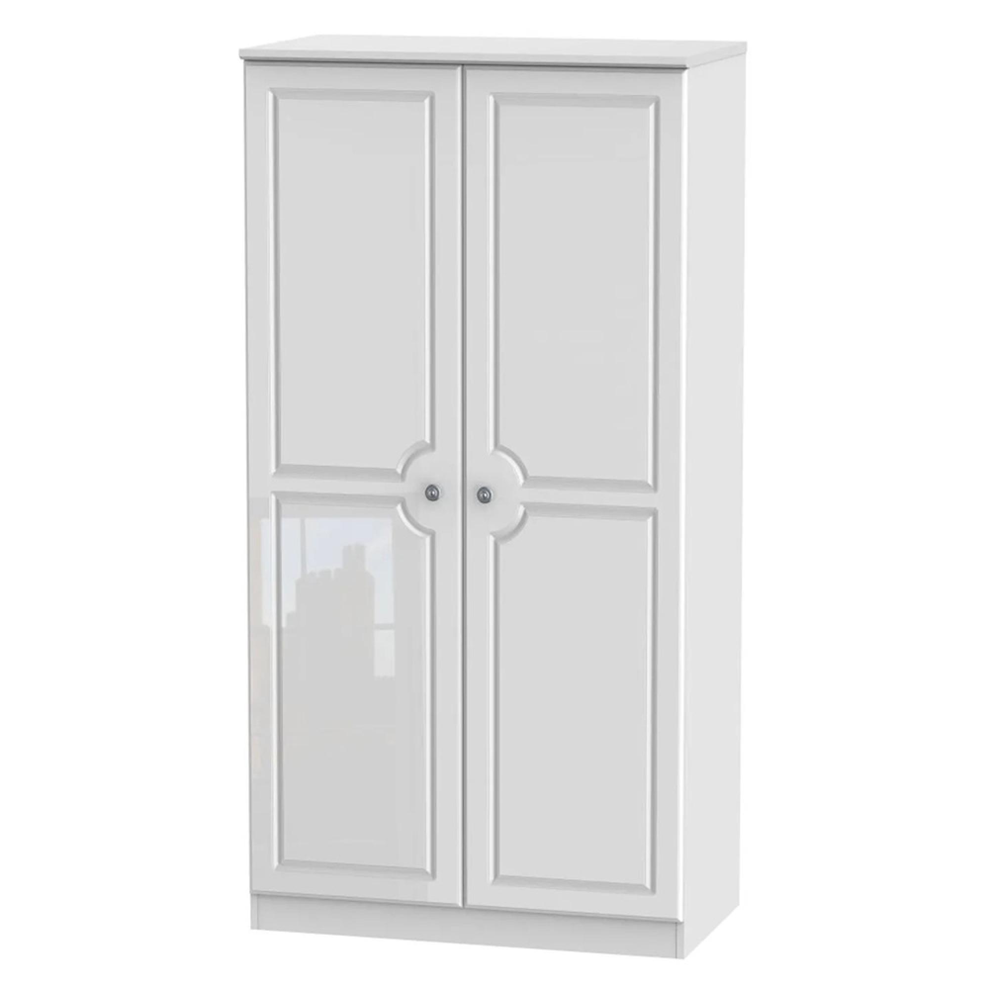 Pembroke Wardrobe - 2 Door - Plain - H 182.4cm - White Gloss