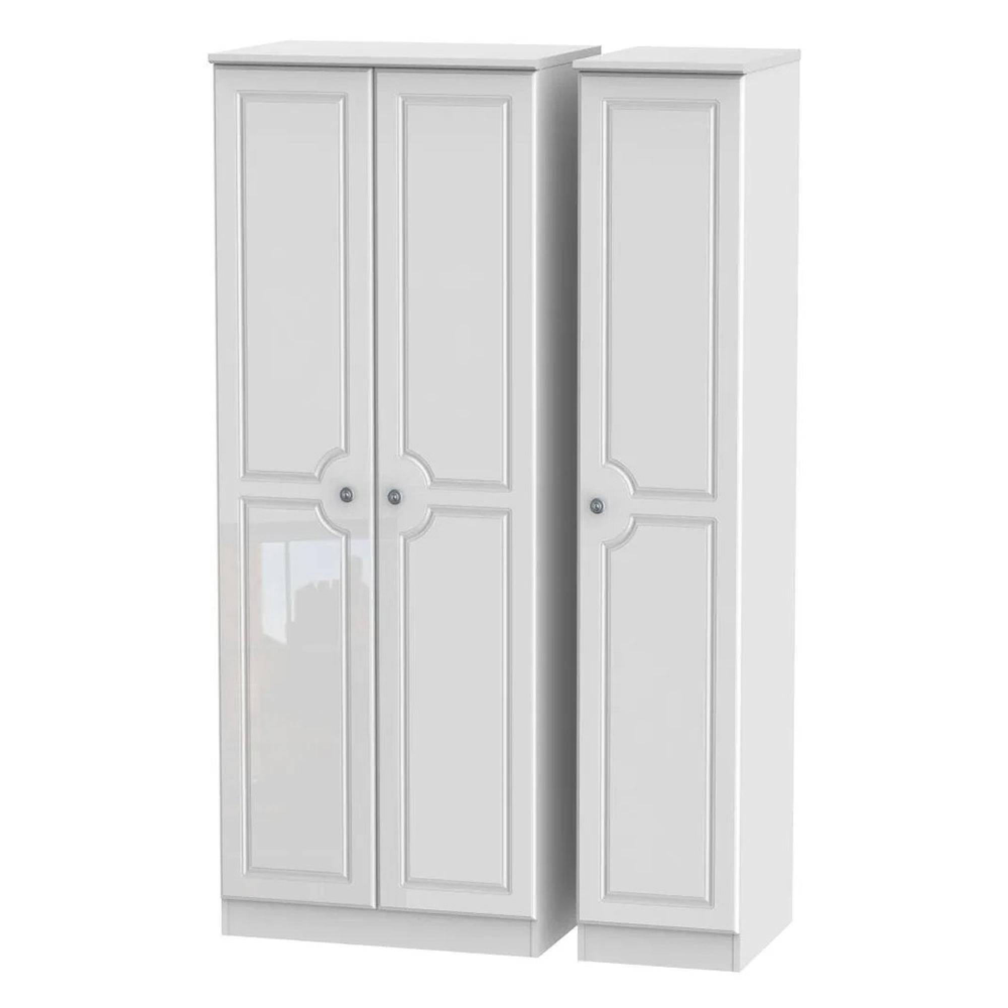 Pembroke Wardrobe - 3 Door - Tall - Triple - White Gloss