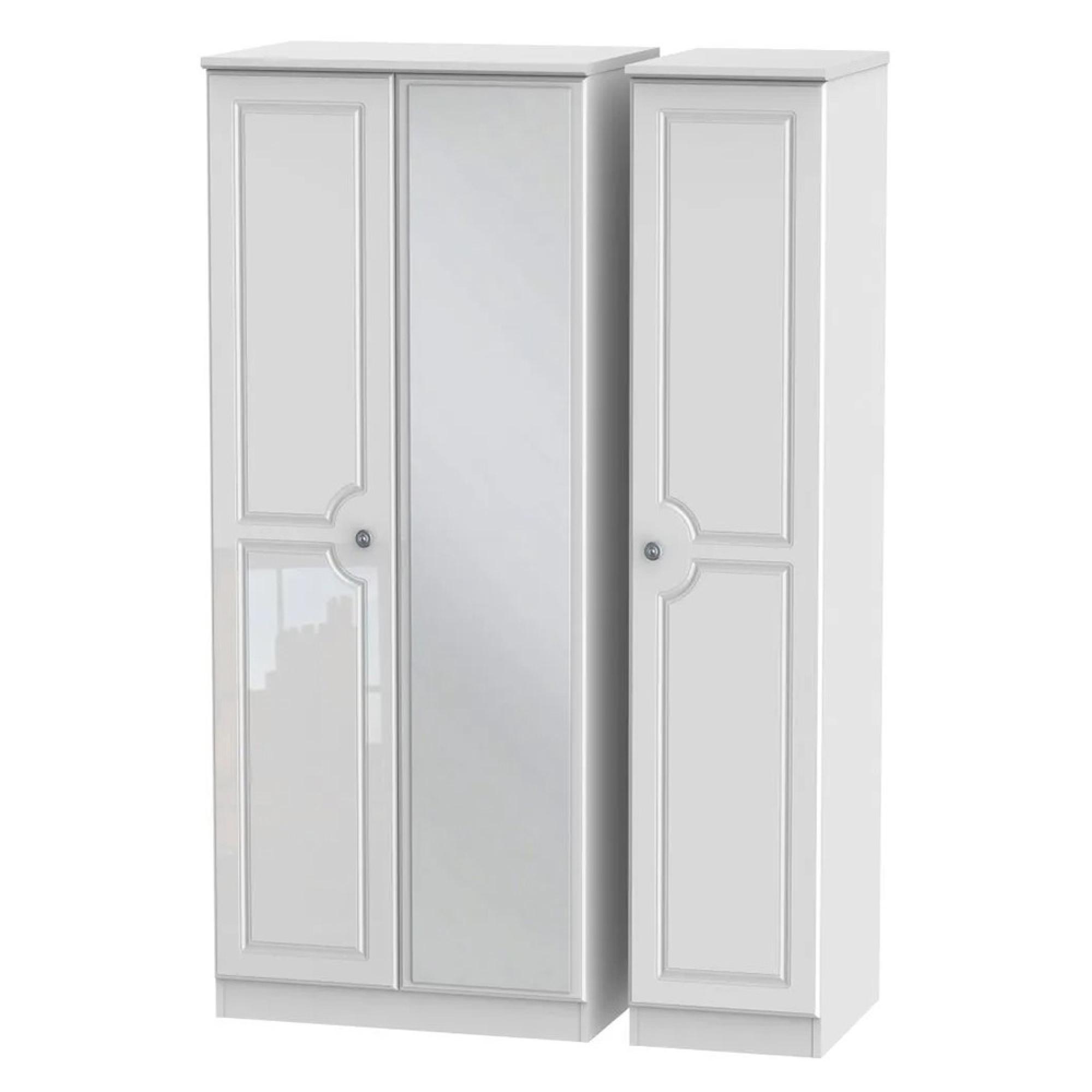 Pembroke Wardrobe - 3 Door - 1 Mirror - Triple - White Gloss