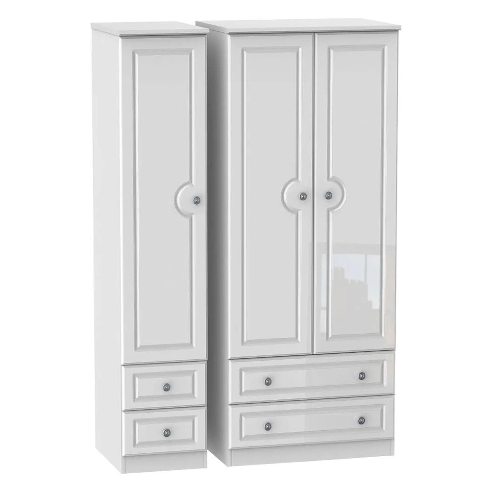 Pembroke Wardrobe - 3 Door - 4 Drawers - Triple - White Gloss