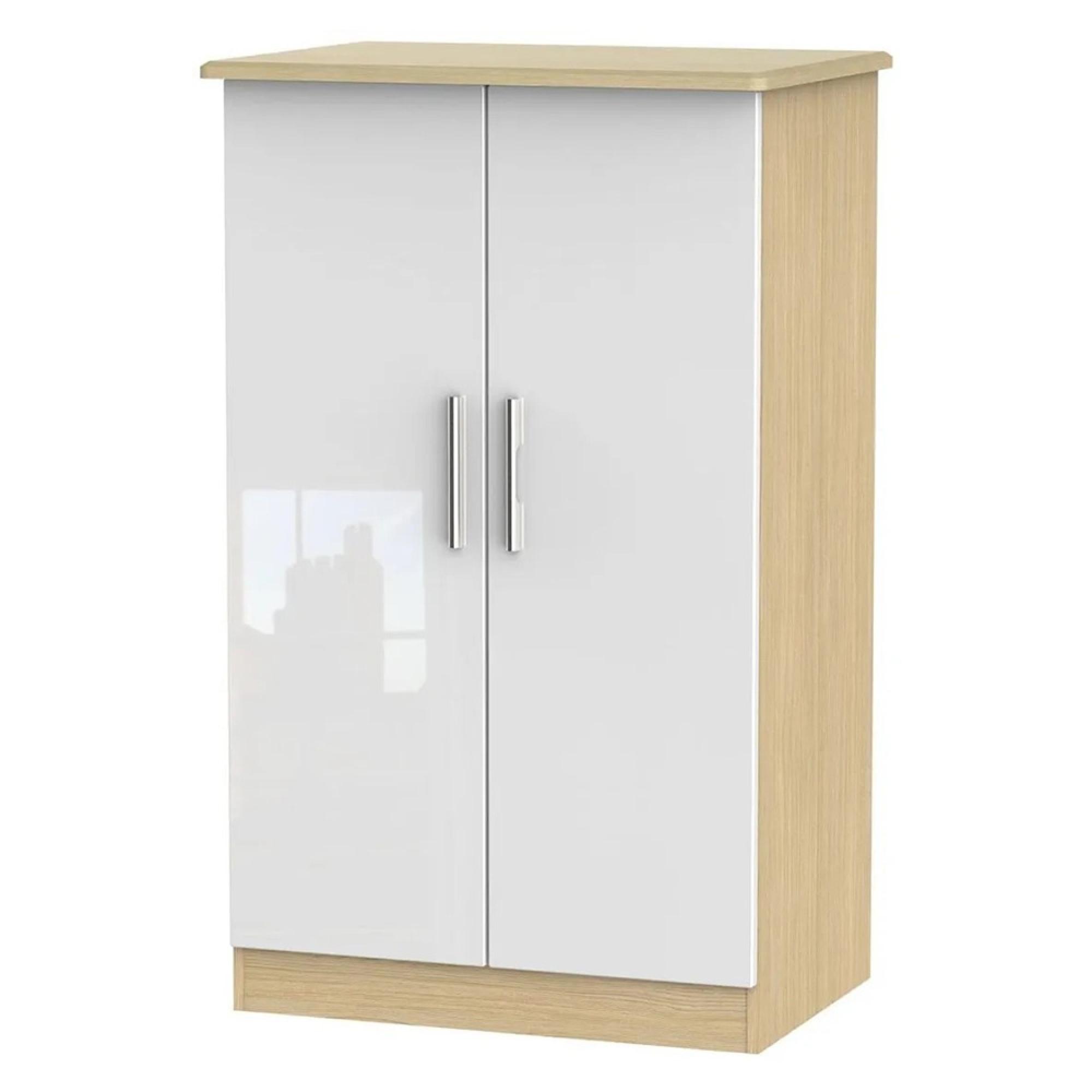Knightsbridge Wardrobe - Midi - White Gloss and Light Oak