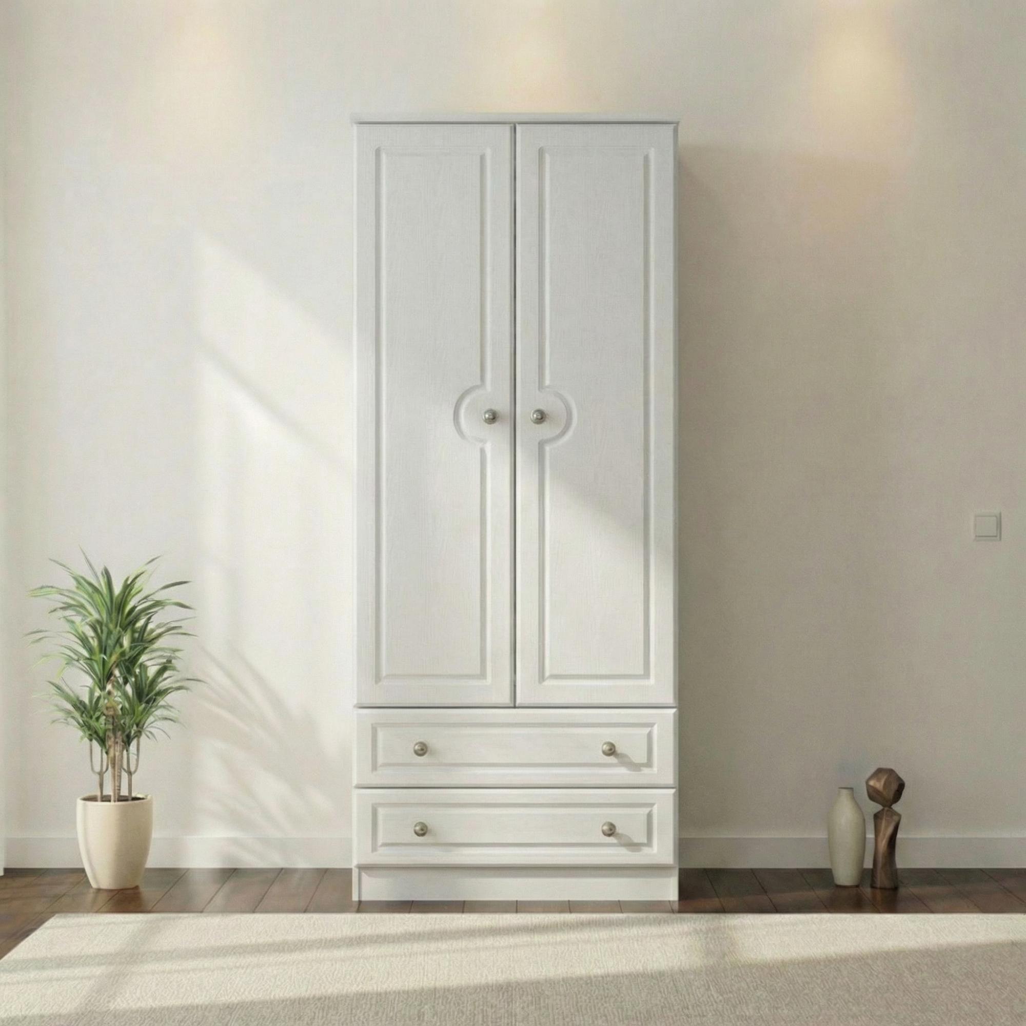 Pembroke White 2 Door 2 Drawer Double Wardrobe